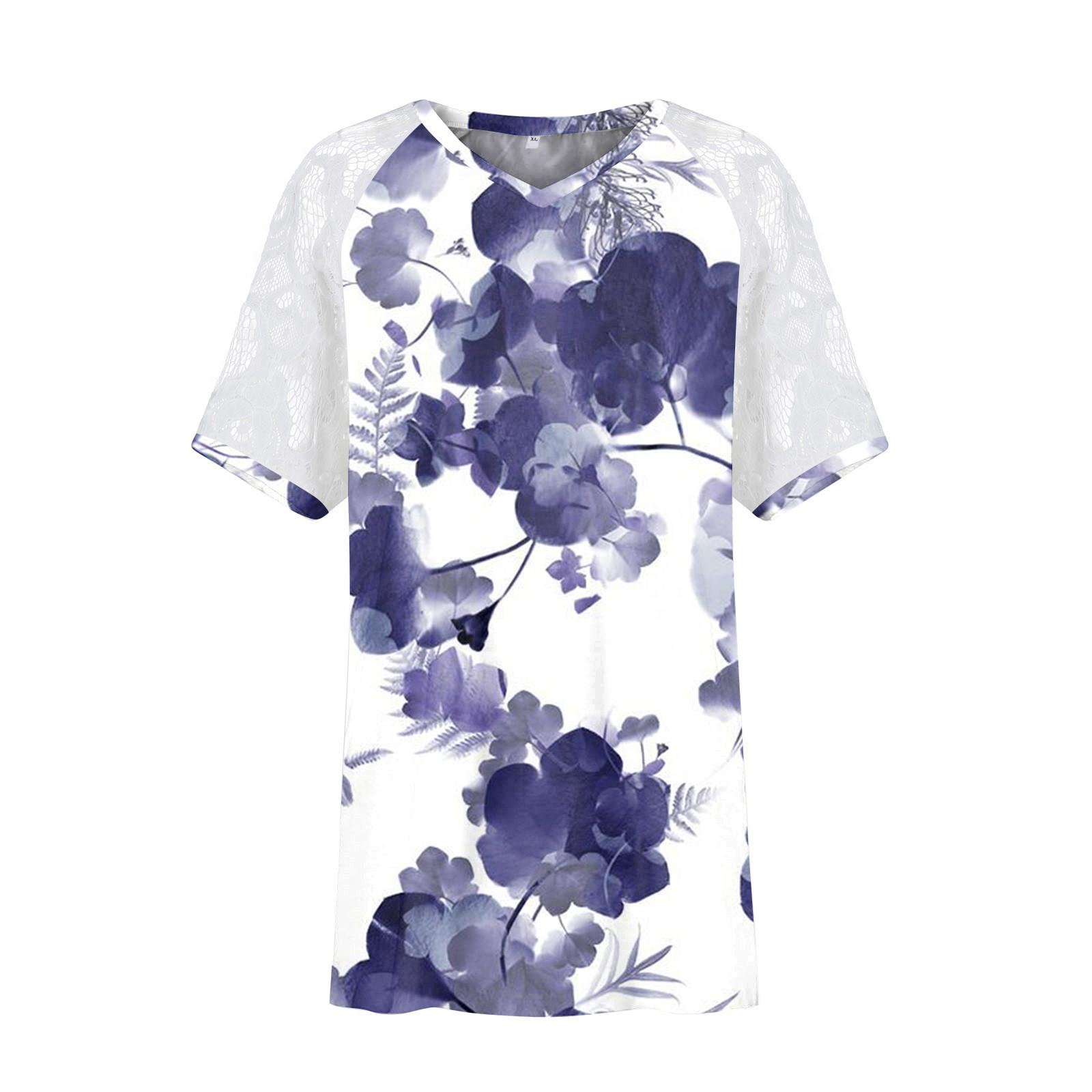 Топы больших размеров для женщин, летние повседневные рубашки с v-образным вырезом, кружевные футболки с короткими рукавами XXXXL фиолетовый
Топы больших размеров для женщин, летние повседневные рубашки с v-образным вырезом, кружевные футболки с короткими рукавами XXXXL фиолетовый