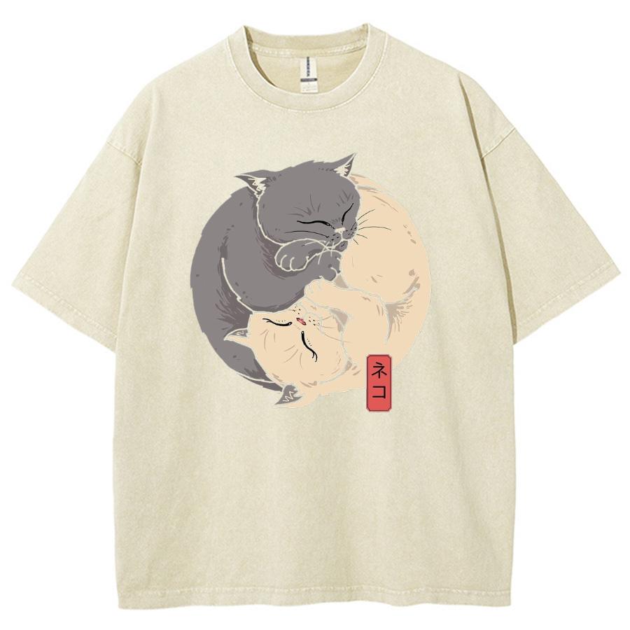 Японский принт «Два кота» Женская стираная футболка свободного покроя из хлопка с короткими рукавами Милый топ в стиле аниме для студентов на каждый день 3XL
Японский принт «Два кота» Женская стираная футболка свободного покроя из хлопка с короткими рукавами Милый топ в стиле аниме для студентов на каждый день 3XL