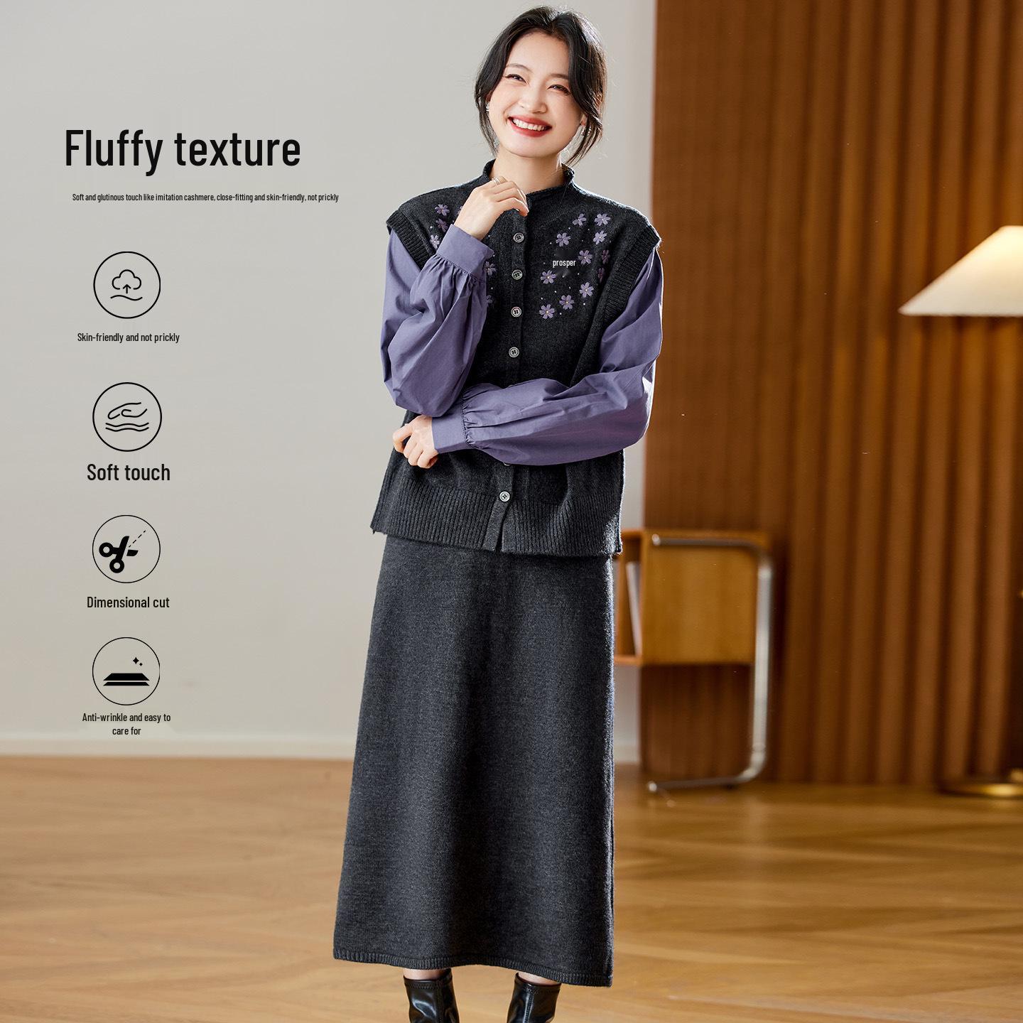 Women s Purple Embroidered Two-Piece Knit Suit - Autumn/Winter Romantic Style One Size
Women s Purple Embroidered Two-Piece Knit Suit - Autumn/Winter Romantic Style One Size