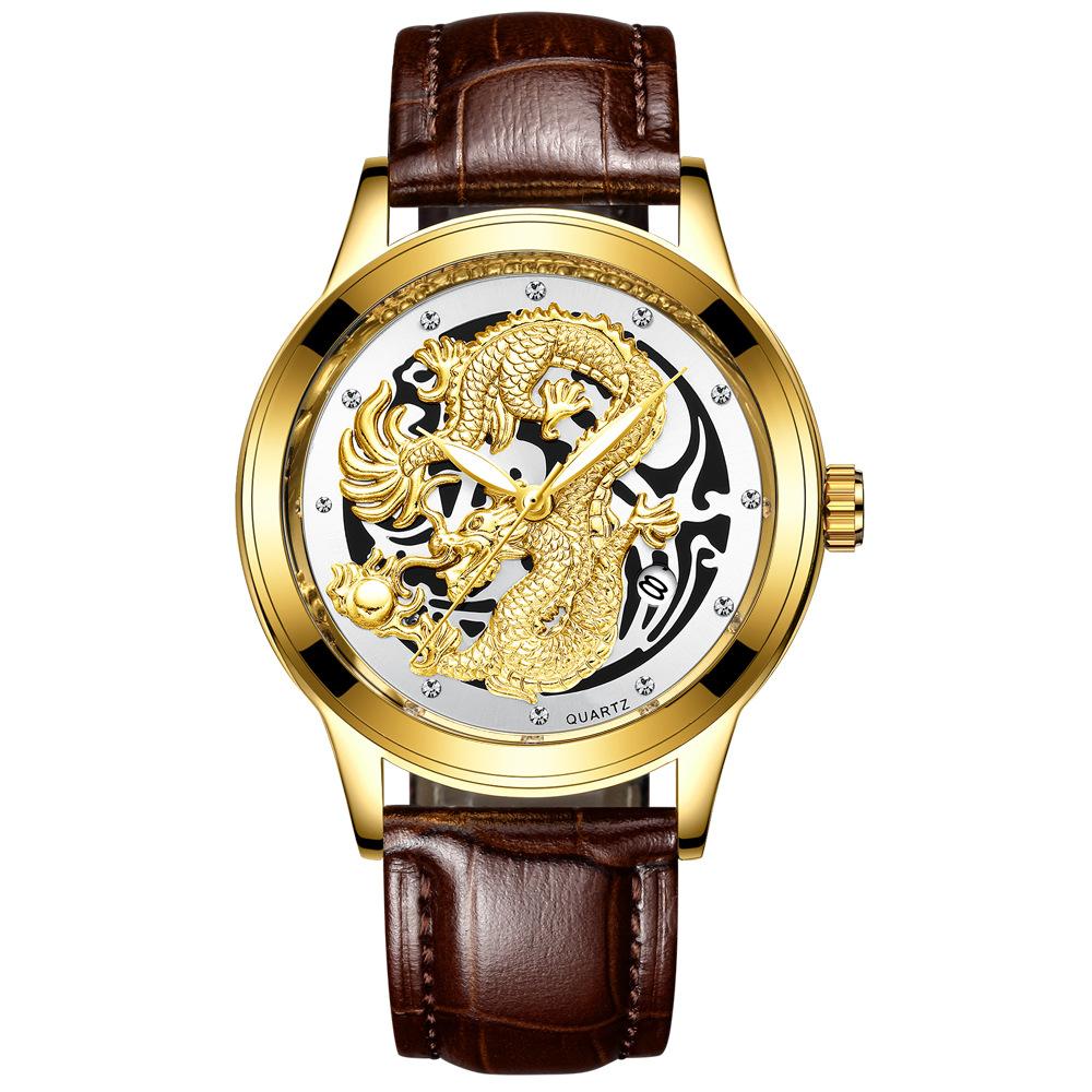 Watch Men s Non-Mechanical Watch Men s Waterproof Ultra-thin Stall Watch Calendar Gold Dragon and Phoenix Couple Watch
Watch Men s Non-Mechanical Watch Men s Waterproof Ultra-thin Stall Watch Calendar Gold Dragon and Phoenix Couple Watch