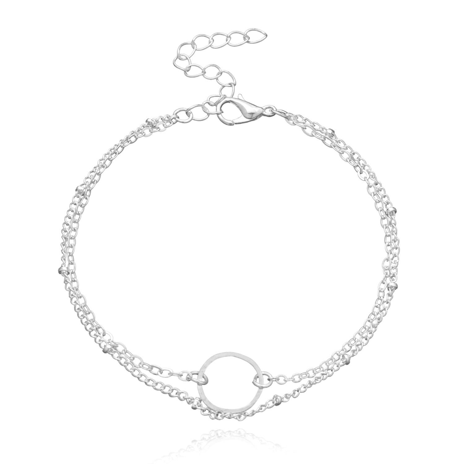Accessories Fashion Geometric Hollow Ring Bracelet, Double Chain Jewelry срібний
Accessories Fashion Geometric Hollow Ring Bracelet, Double Chain Jewelry срібний