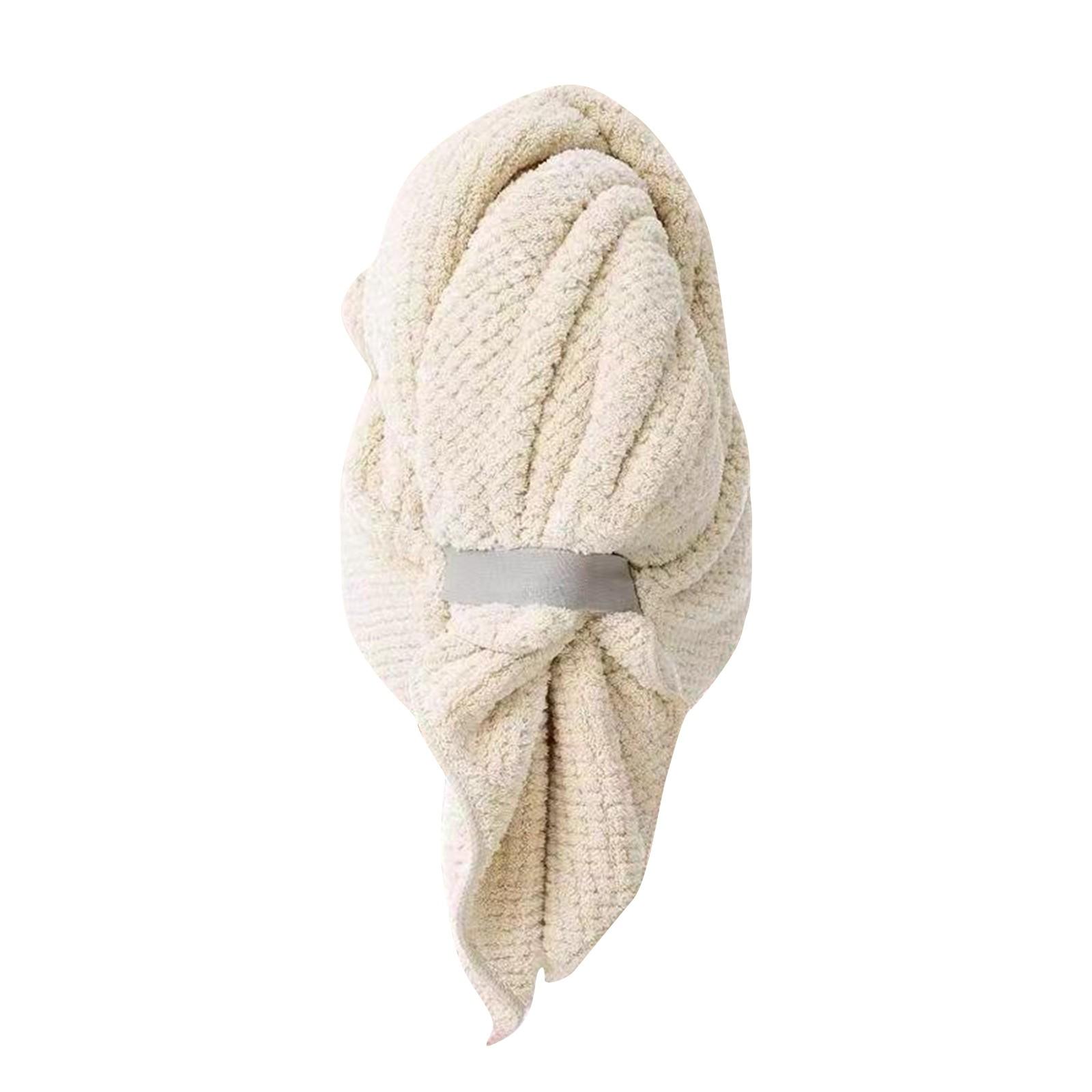 Большое полотенце для волос из ультратонкого волокна, мягкое сухое полотенце с резинкой, платок для длинных вьющихся волос, быстросохнущий One Size белый