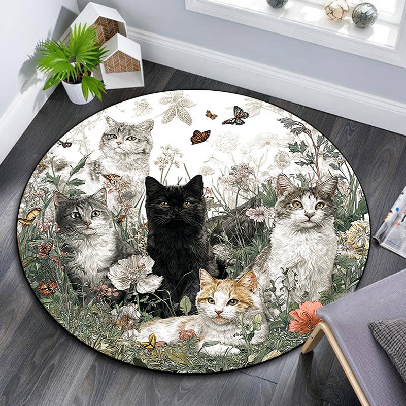 Cats Flowers Round Area Rug,Carpet Rug for Living Room Bedroom Sofa Playroom Decor,Non-slip Floor Mat 80cmx80cm
Cats Flowers Round Area Rug,Carpet Rug for Living Room Bedroom Sofa Playroom Decor,Non-slip Floor Mat 80cmx80cm