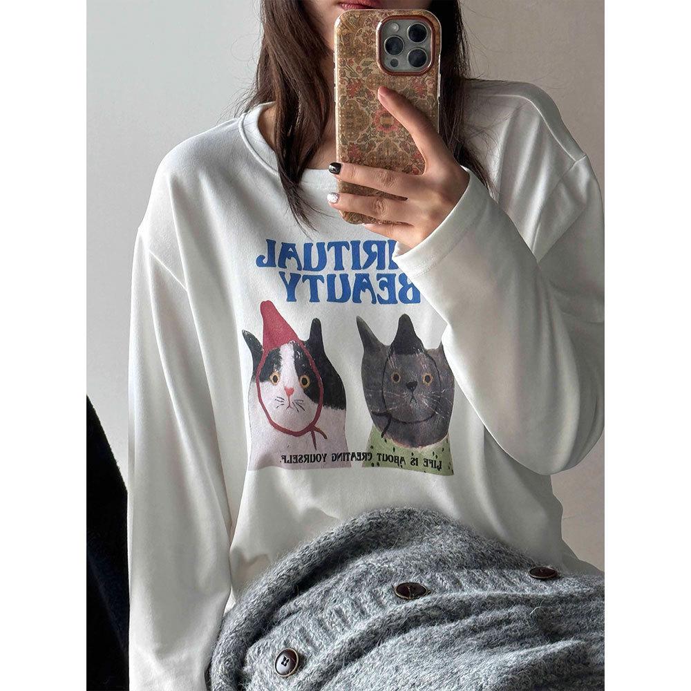 Women s Korean Style Long Sleeve Cartoon Cat T-shirt - Loose Fit M (Recommended 100-125 lbs) белый
Women s Korean Style Long Sleeve Cartoon Cat T-shirt - Loose Fit M (Recommended 100-125 lbs) белый