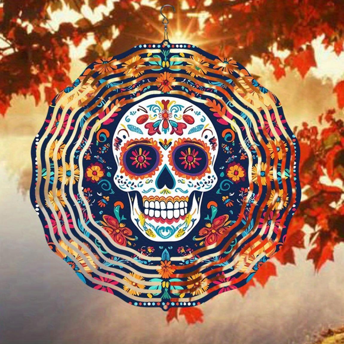 3D Metal Sugar Skull Wind Chime with Floral Design Colorful Wind-Powered Hanging Decor for Garden Patio Holiday
3D Metal Sugar Skull Wind Chime with Floral Design Colorful Wind-Powered Hanging Decor for Garden Patio Holiday