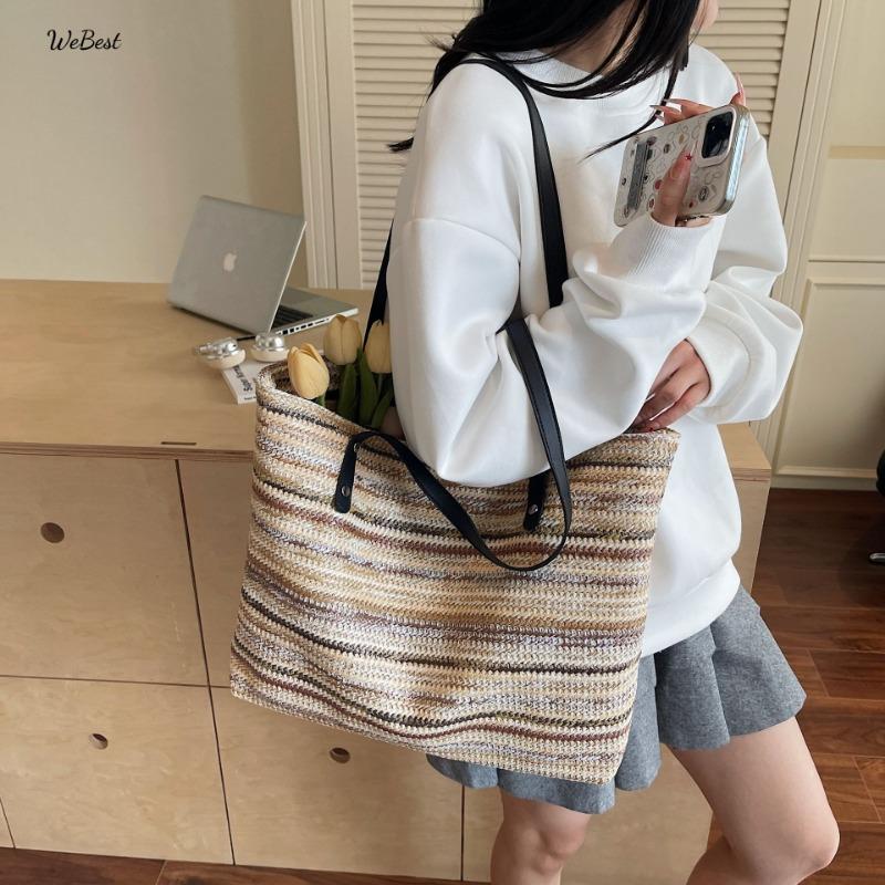 Trendy Rainbow Color-blocking Striped Woven Bag, Casual Large-capacity Hand-held Bag 42*30*11 чорний
Trendy Rainbow Color-blocking Striped Woven Bag, Casual Large-capacity Hand-held Bag 42*30*11 чорний