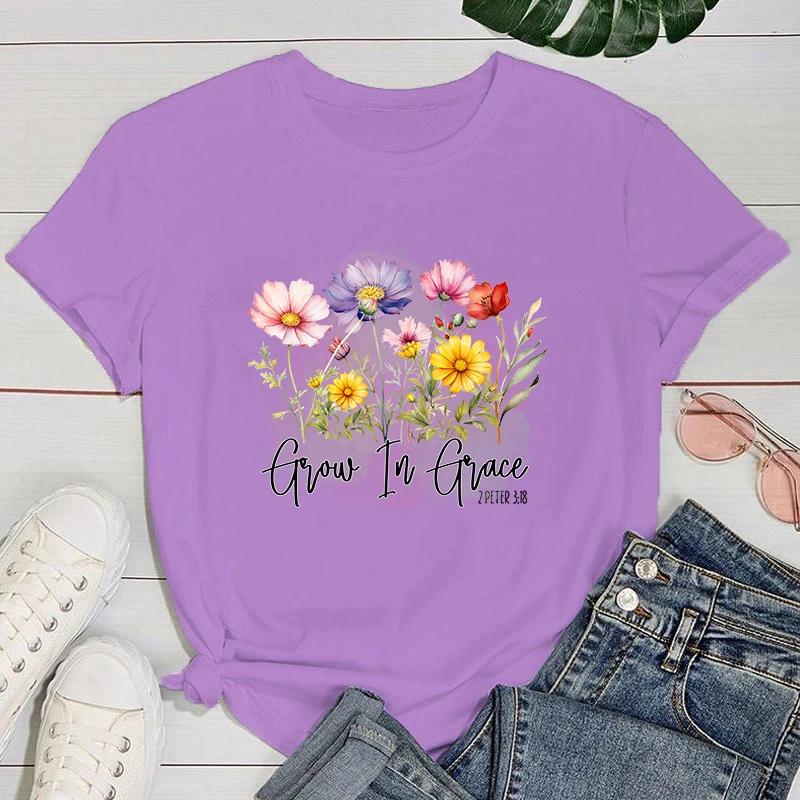 Funny Flowers Grow In Grace Letter Printing T-Shirts For Women Summer Tee Shirt Femme Casual Short Sleeve M
Funny Flowers Grow In Grace Letter Printing T-Shirts For Women Summer Tee Shirt Femme Casual Short Sleeve M