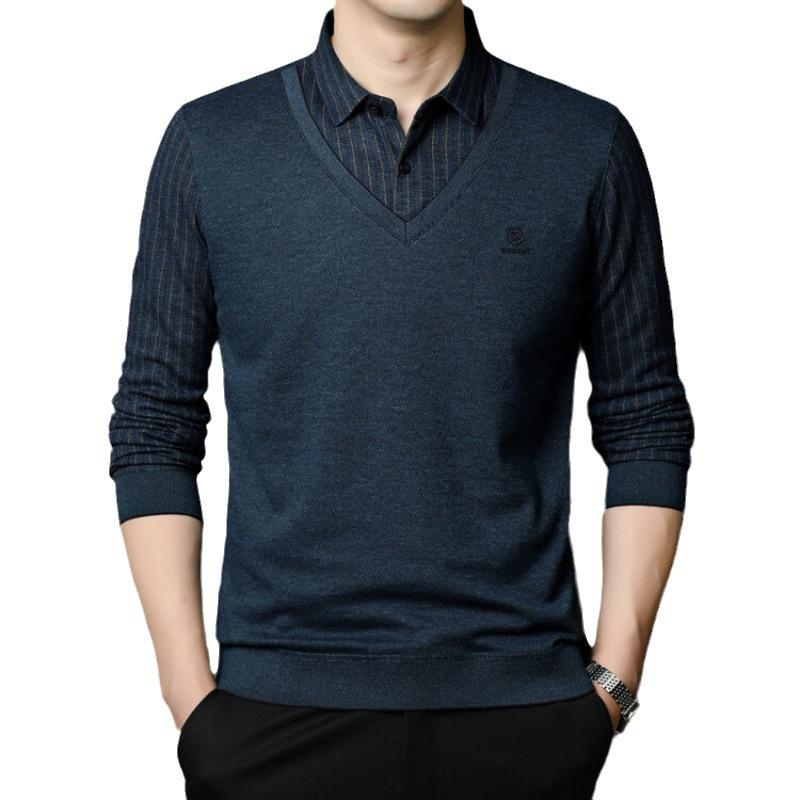 Осенняя футболка с длинными рукавами, мужская рубашка с тонким фальшивым воротником, из двух частей, трикотажная рубашка для папы среднего возраста XXXXL
Осенняя футболка с длинными рукавами, мужская рубашка с тонким фальшивым воротником, из двух частей, трикотажная рубашка для папы среднего возраста XXXXL