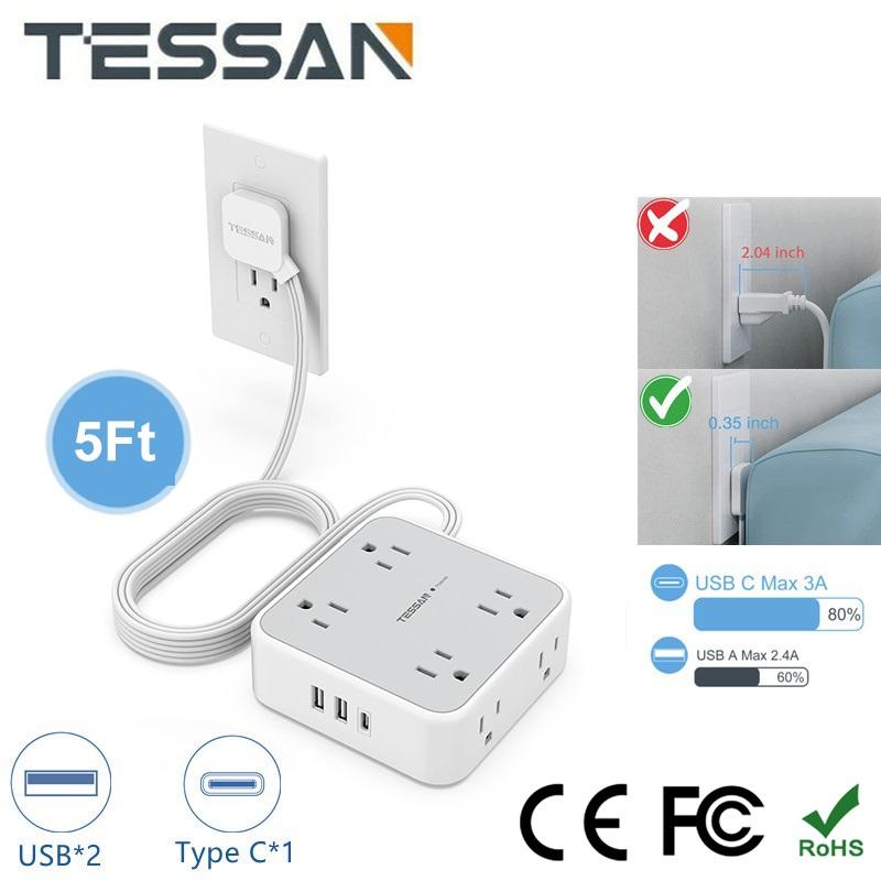 Удлинитель сетевого фильтра TESSAN с 8 розетками переменного тока и 3 USB (1 USB-C), Удлинитель с плоской вилкой и удлинителем длиной 5 футов
Удлинитель сетевого фильтра TESSAN с 8 розетками переменного тока и 3 USB (1 USB-C), Удлинитель с плоской вилкой и удлинителем длиной 5 футов