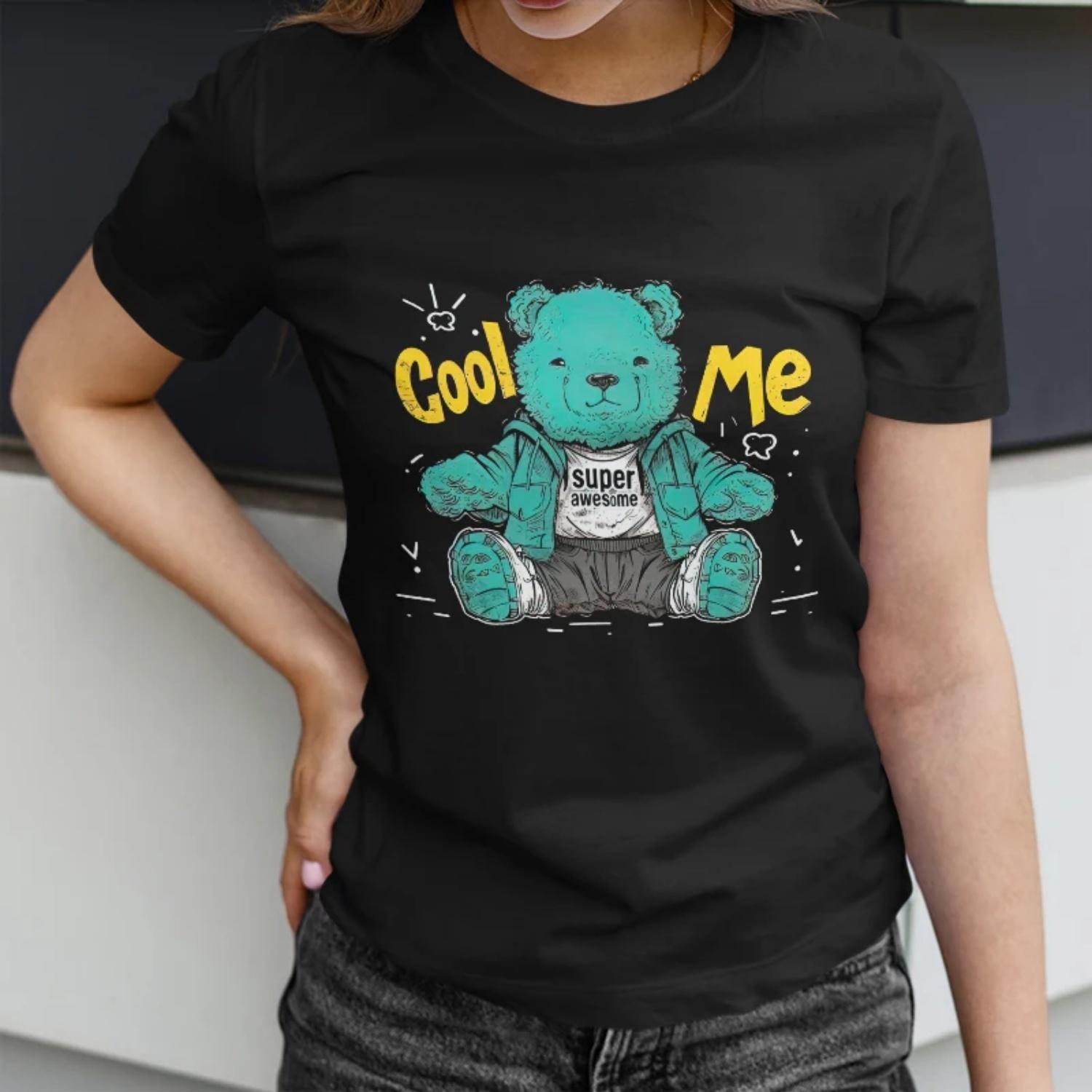 Women s Short Sleeve T Shirt Cool Me Trendy with Stylish Teal Teddy Bear Print S
Women s Short Sleeve T Shirt Cool Me Trendy with Stylish Teal Teddy Bear Print S