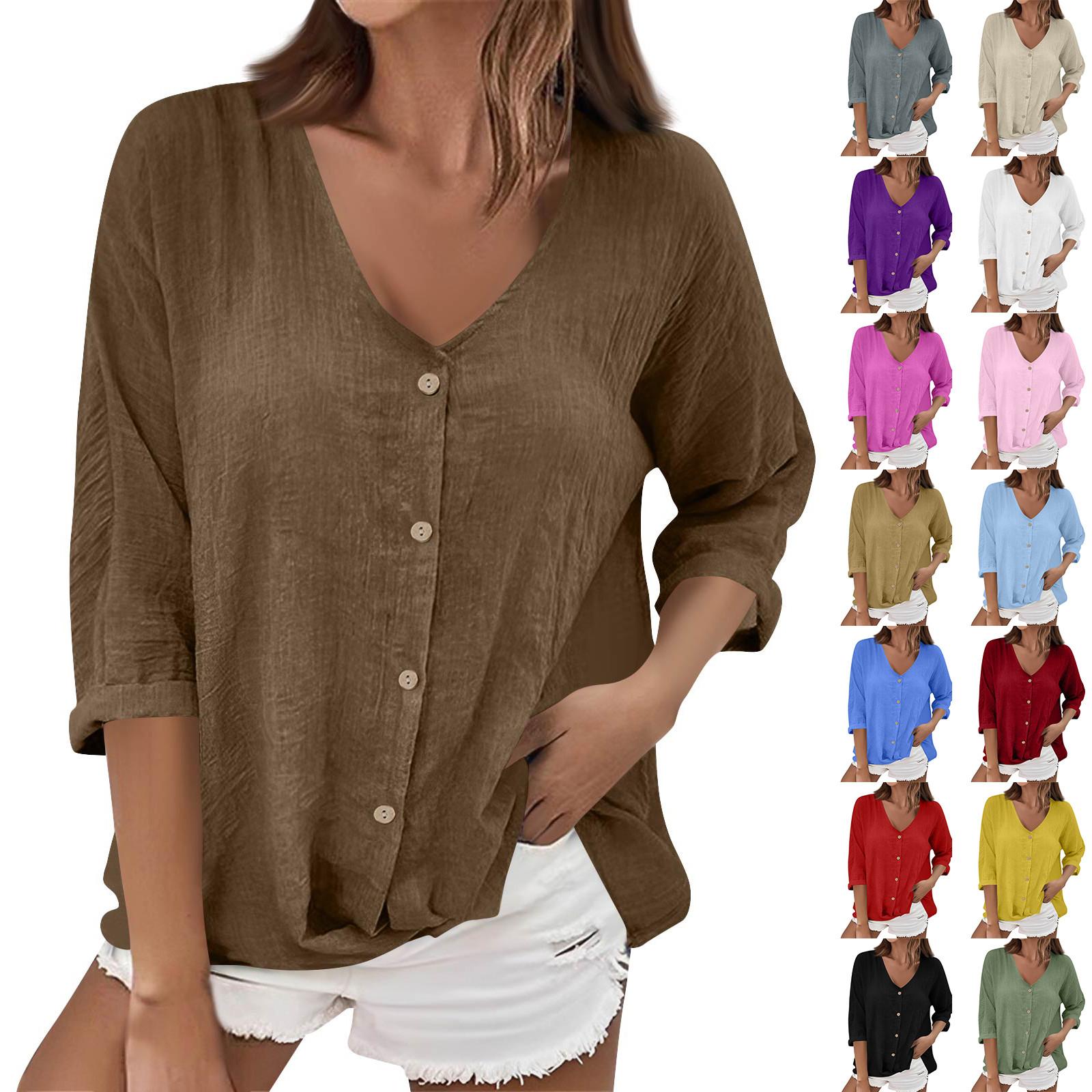 Women s Fashion Casual Solid Color V-Neck Live Button Seven Sleeve T-Shirt Top XL жовтий
Women s Fashion Casual Solid Color V-Neck Live Button Seven Sleeve T-Shirt Top XL жовтий