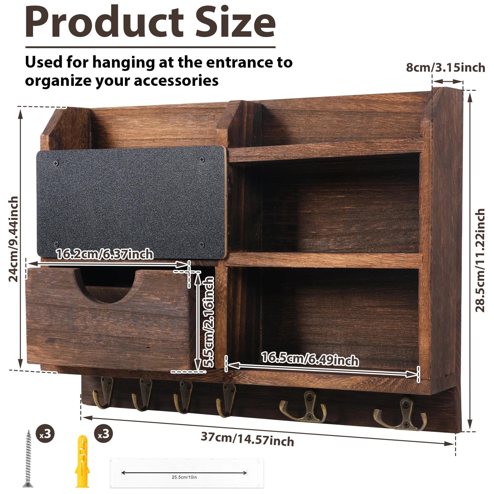 Mail Key Holder Wooden Wall-mounted Storage Rack with Hooks Chalkboard & Drawer Large Capacity Clutter Organizer Home Decoration
Mail Key Holder Wooden Wall-mounted Storage Rack with Hooks Chalkboard & Drawer Large Capacity Clutter Organizer Home Decoration