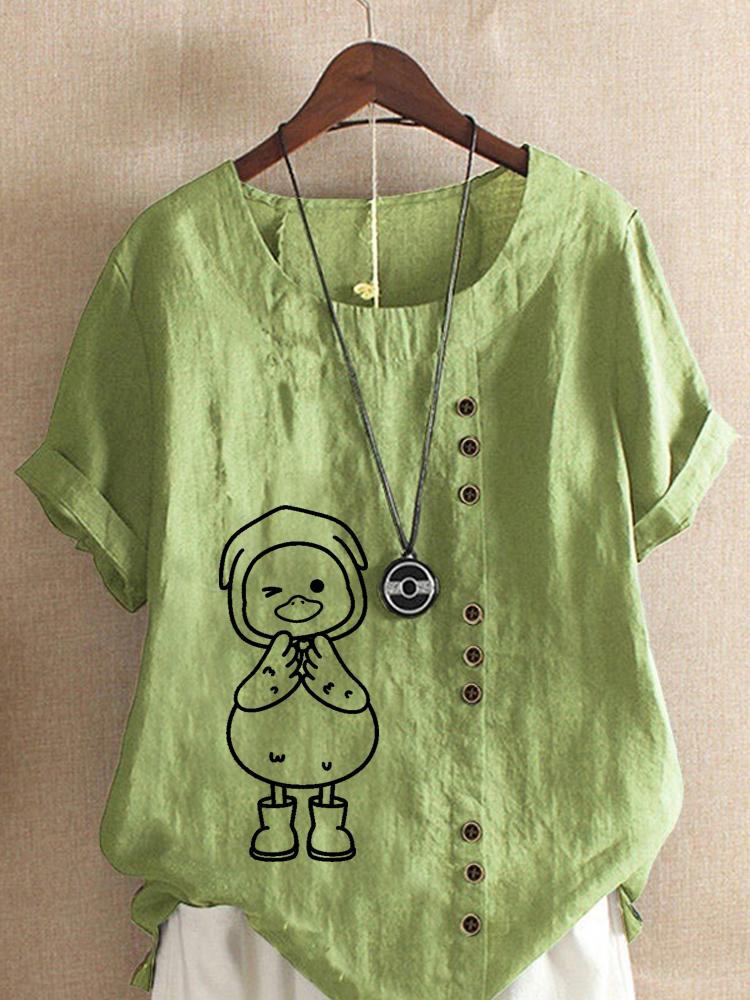 Women s Fashion Line Duck Print Casual Cotton Linen Short Sleeve Round Neck T-shirt Shirt Leisure Loose Summer Blouse Tops 5XL зелений
Women s Fashion Line Duck Print Casual Cotton Linen Short Sleeve Round Neck T-shirt Shirt Leisure Loose Summer Blouse Tops 5XL зелений
