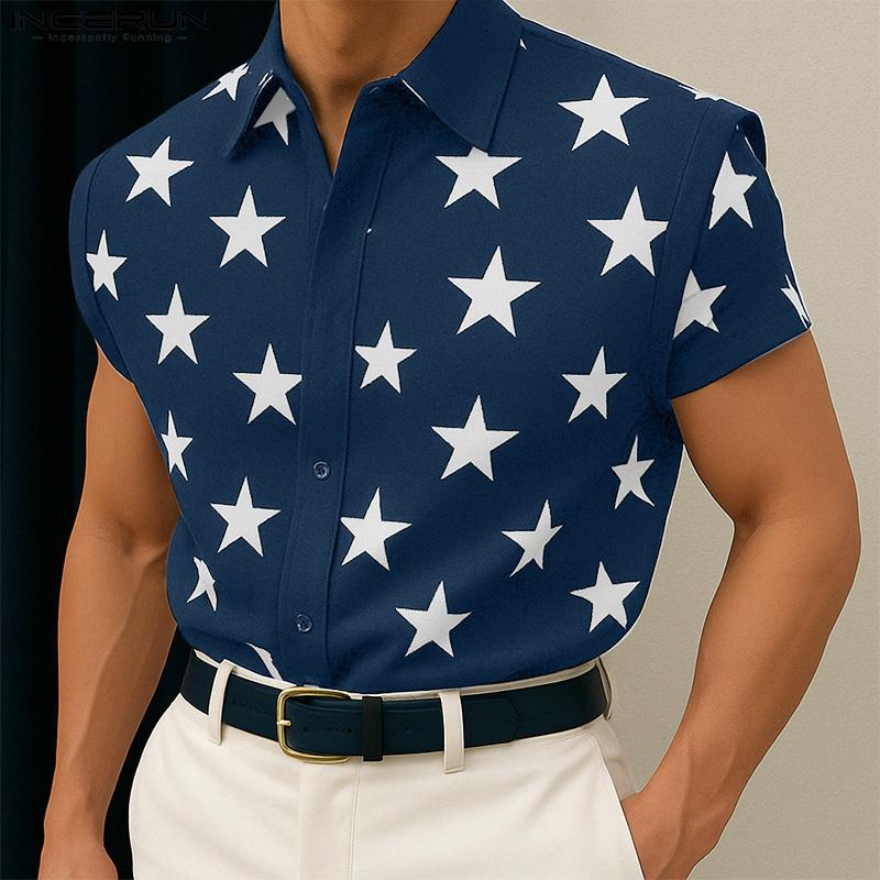 INCERUN Men Lapel Neck Short Sleeve Print Buttons Casual Shirt Tops XL синій
INCERUN Men Lapel Neck Short Sleeve Print Buttons Casual Shirt Tops XL синій