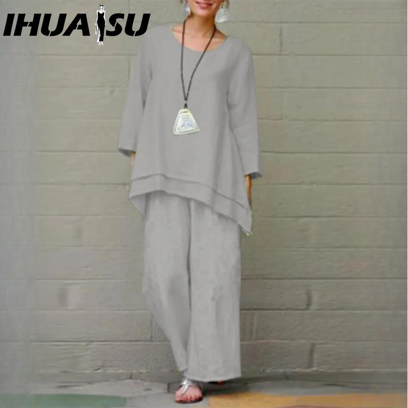 IHUASU Женский однотонный винтажный брючный костюм из хлопка и льна, повседневный, с длинным рукавом, свободный хлопковый комплект XXXL серый
IHUASU Женский однотонный винтажный брючный костюм из хлопка и льна, повседневный, с длинным рукавом, свободный хлопковый комплект XXXL серый