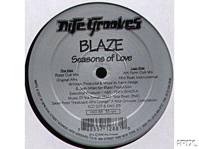 12inch Record BLAZE - Seasons Of Love KNG88 Nite Grooves 1998 US Dance & Electronica Used
12inch Record BLAZE - Seasons Of Love KNG88 Nite Grooves 1998 US Dance & Electronica Used