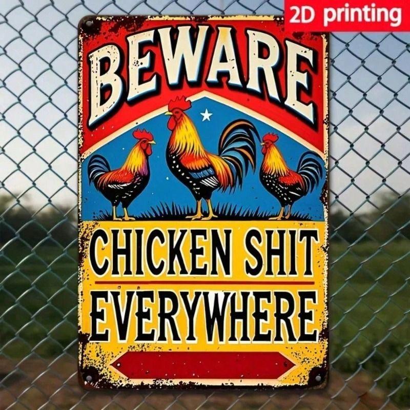 Vintage Barnwood Beware of Chicken Manure Sign, Metal Wall Decor for Yard
Vintage Barnwood Beware of Chicken Manure Sign, Metal Wall Decor for Yard
