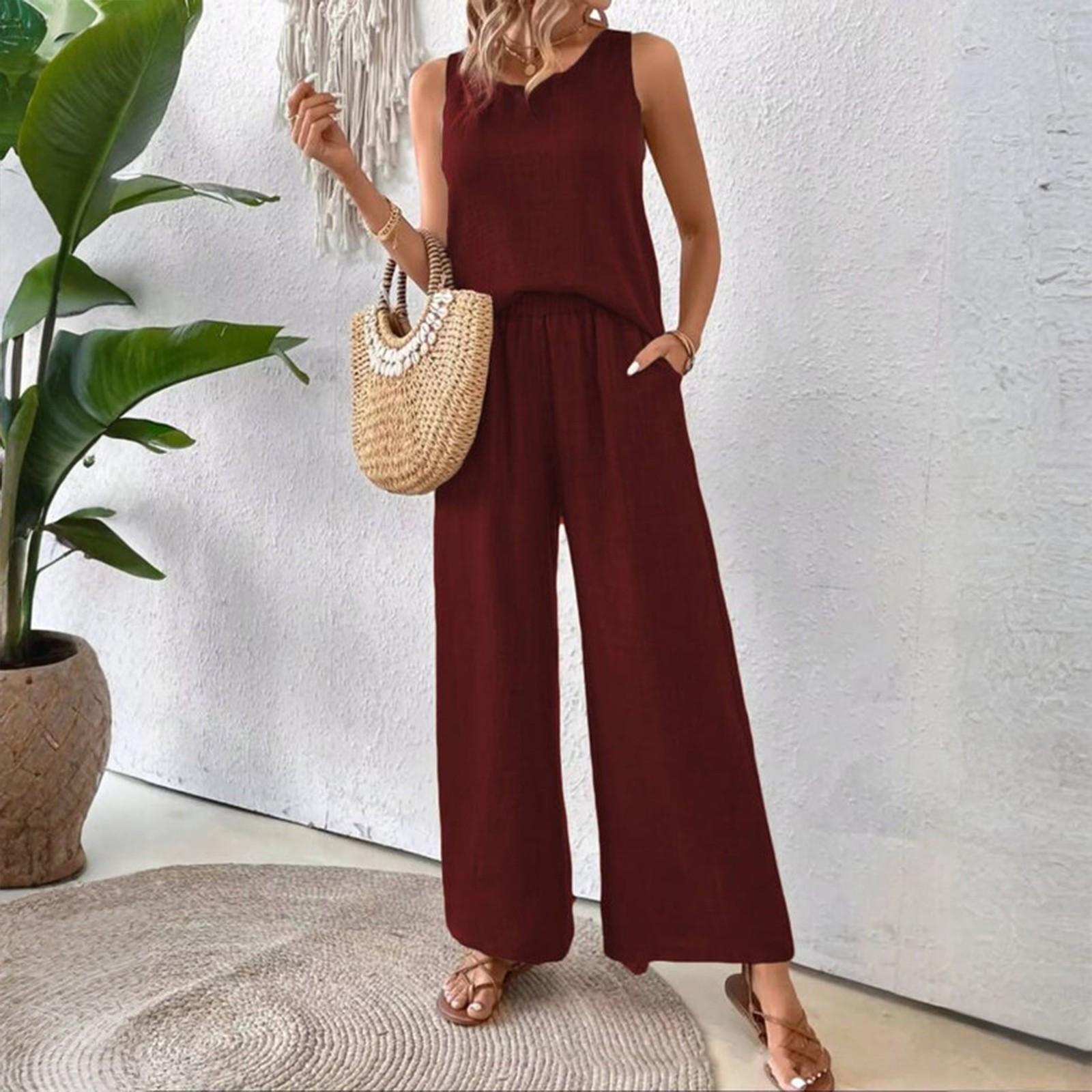 Женский свободный повседневный летний комплект без рукавов с однотонным кружевом и ажурной спинкой XXL винный
Женский свободный повседневный летний комплект без рукавов с однотонным кружевом и ажурной спинкой XXL винный