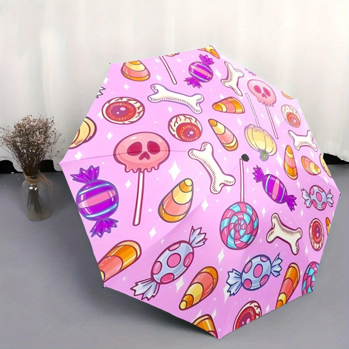 Foldable Umbrella with Skull Lollipops, Candy Corn & Eyeballs Design - Automatic Open, 8-Rib Durable Frame, Compact Travel Umb (as the picture,Iron&8K)
Foldable Umbrella with Skull Lollipops, Candy Corn & Eyeballs Design - Automatic Open, 8-Rib Durable Frame, Compact Travel Umb (as the picture,Iron&8K)