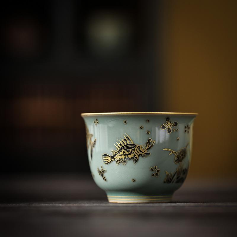 Специальная чашка для заваривания чая в окружающей печи Селадоновая мастер-чашка Высококлассная чашка для дегустации чая Чайный сервиз Большая чашка Одинарная чашка Персональная чайная чашка