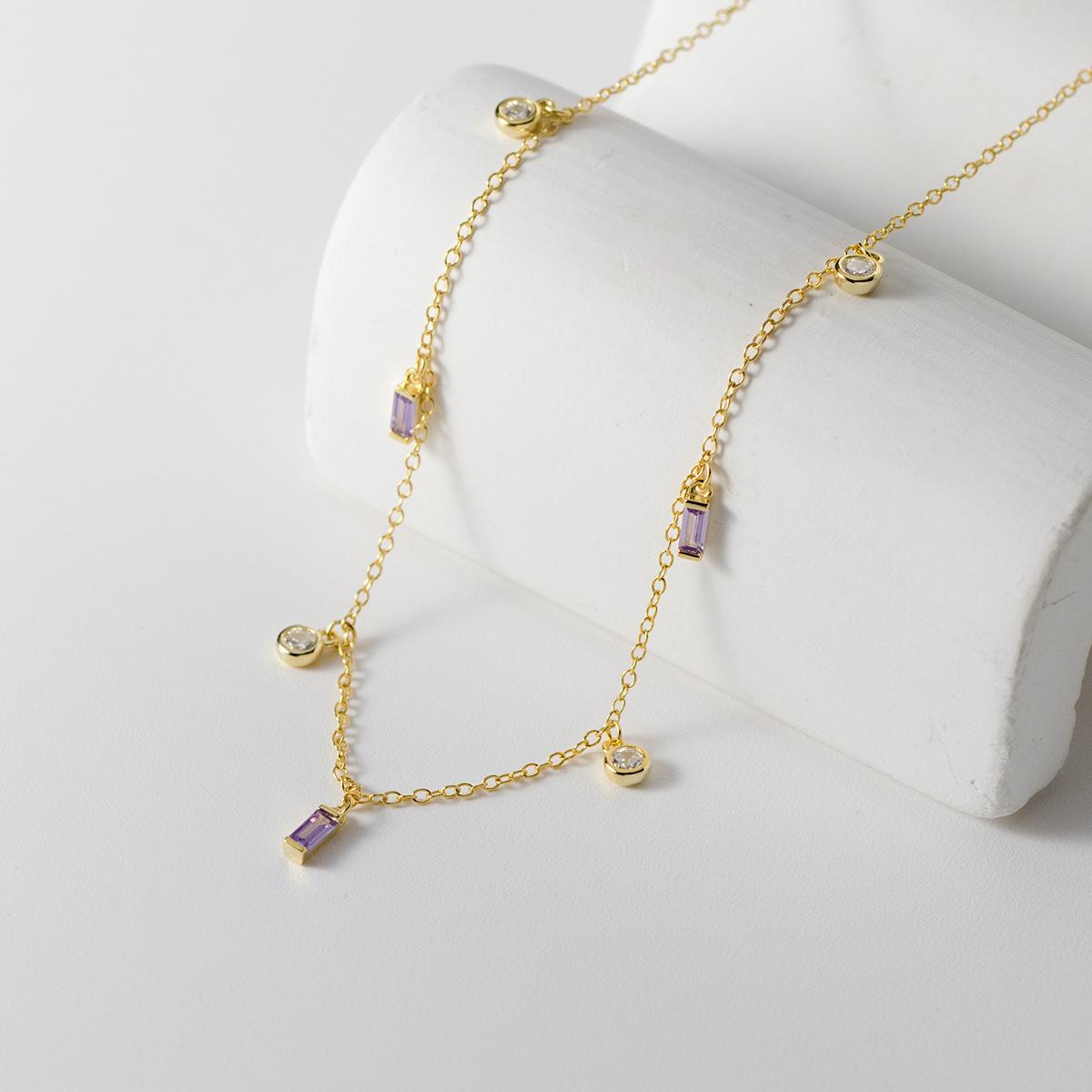 Female Elegant Gold Color 925 Silver Link Chain Necklace Purple Clear Stones Round Square Charm Necklace for Women фиолетовый
Female Elegant Gold Color 925 Silver Link Chain Necklace Purple Clear Stones Round Square Charm Necklace for Women фиолетовый