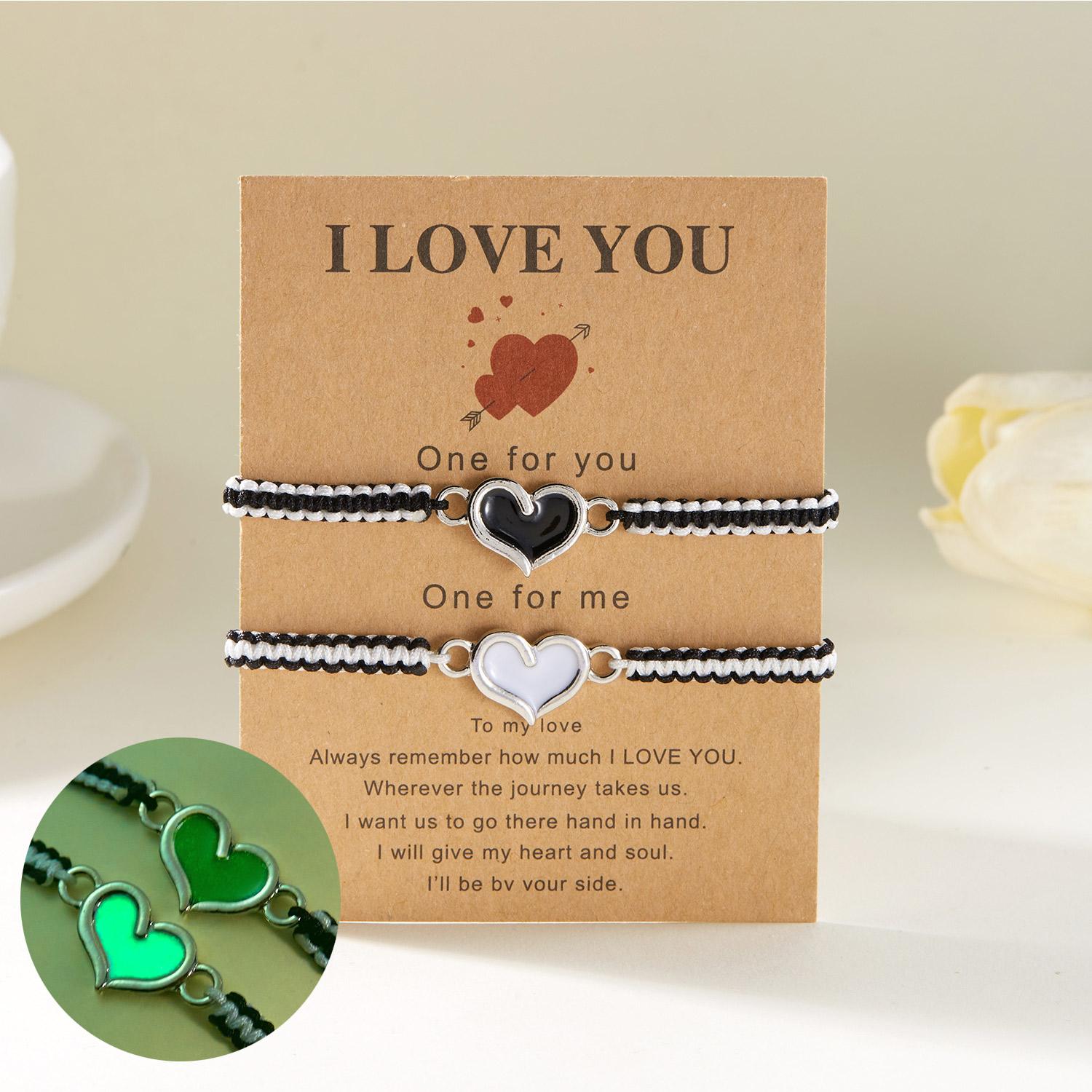 2Pcs Luminous Love Heart Beaded Couple Bracelets for Women Men Handmade Woven Lover Adjustable Bangles Anniversary Zircon Gifts
2Pcs Luminous Love Heart Beaded Couple Bracelets for Women Men Handmade Woven Lover Adjustable Bangles Anniversary Zircon Gifts