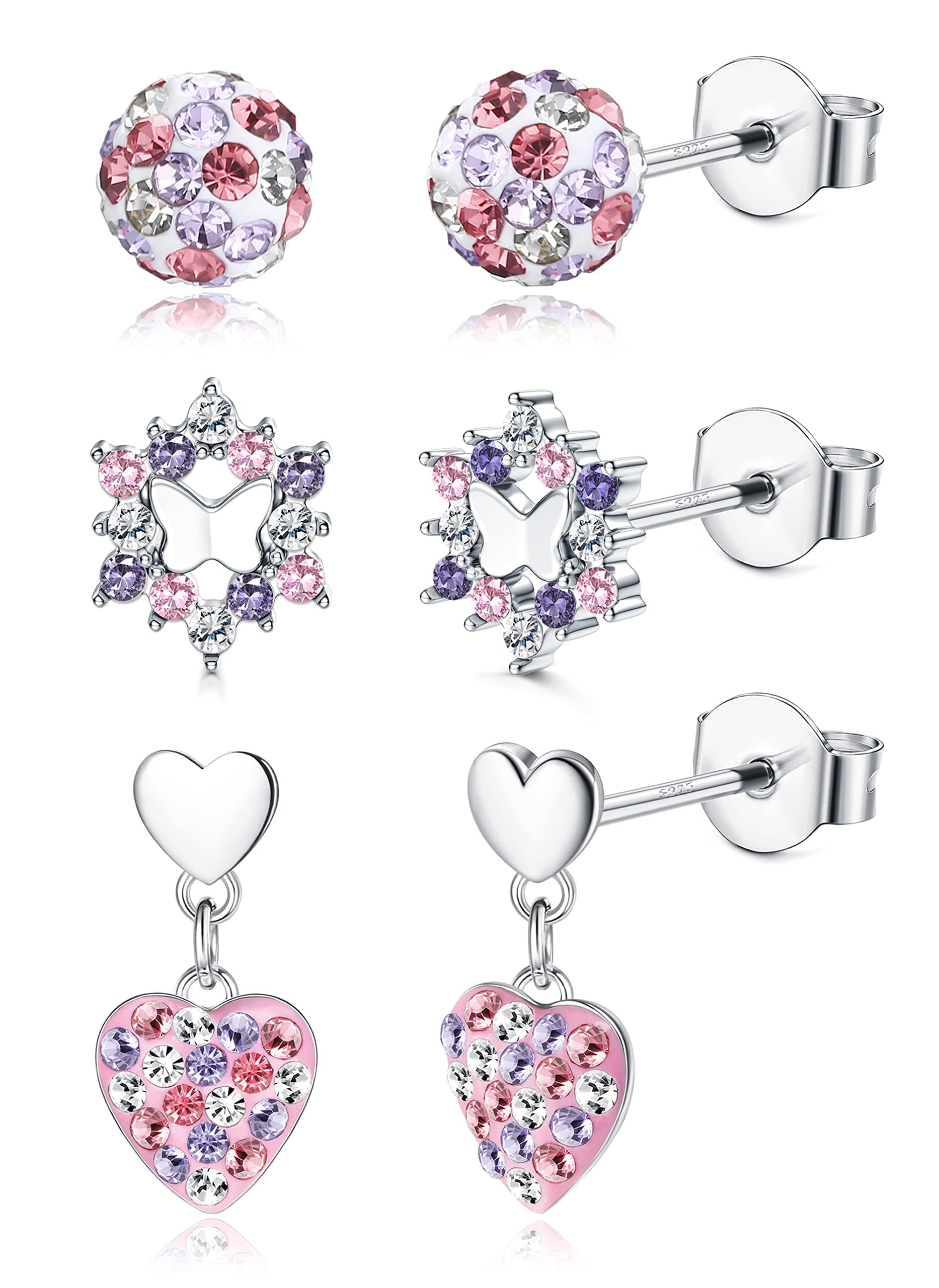 JeryWe 3 Pairs 925 Sterling Silver Small Stud Dangle Earrings Butterfly Heart Star Dolphin Unicorn Flower Earrings Hypoallergenic CZ Cartilage
JeryWe 3 Pairs 925 Sterling Silver Small Stud Dangle Earrings Butterfly Heart Star Dolphin Unicorn Flower Earrings Hypoallergenic CZ Cartilage