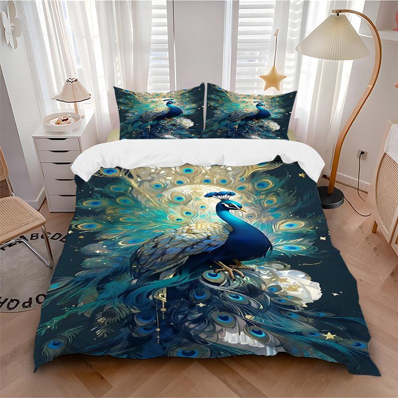 3pc Peacock Feathers Cover Set - 1 Quilt Cover + 2 Pillowcases, All Seasons Bedroom Setting, Perfect for Home017 135x200cm
3pc Peacock Feathers Cover Set - 1 Quilt Cover + 2 Pillowcases, All Seasons Bedroom Setting, Perfect for Home017 135x200cm