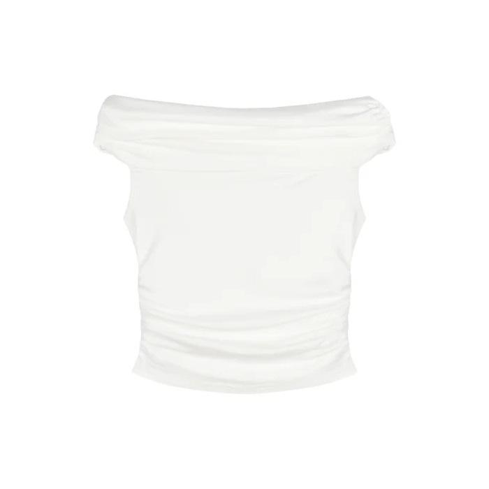 (Modal cotton) Sweet and spicy one-word collar off-the-shoulder T-shirt New thin and versatile short top Free size (recommended 40-60kg ) білий
(Modal cotton) Sweet and spicy one-word collar off-the-shoulder T-shirt New thin and versatile short top Free size (recommended 40-60kg ) білий