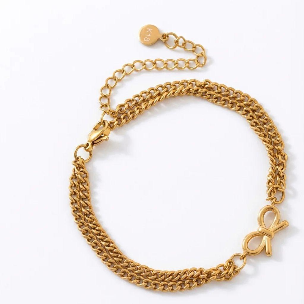 Stainless steel gold multi-element bracelet with simple and versatile design, gold plated Zircon
Stainless steel gold multi-element bracelet with simple and versatile design, gold plated Zircon