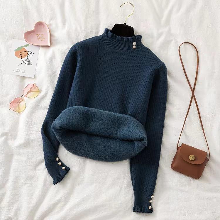 Цельный бархатный базовый слой с утолщенным флисом, осенне-зимний трикотажный свитер, женский пуловер, грибок, полувысокий ворот, дизайн с пуговицами One size синий
Цельный бархатный базовый слой с утолщенным флисом, осенне-зимний трикотажный свитер, женский пуловер, грибок, полувысокий ворот, дизайн с пуговицами One size синий