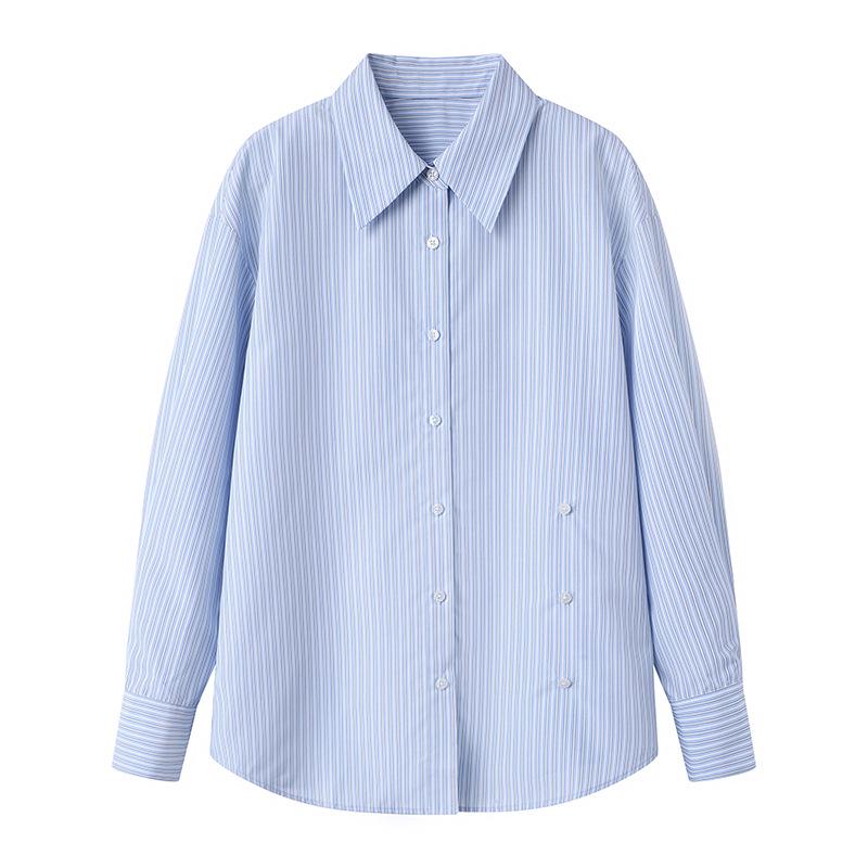 Women s Light Blue Striped Shirt - Spring 2025, Loose Fit & Versatile Fashion Top Small
Women s Light Blue Striped Shirt - Spring 2025, Loose Fit & Versatile Fashion Top Small