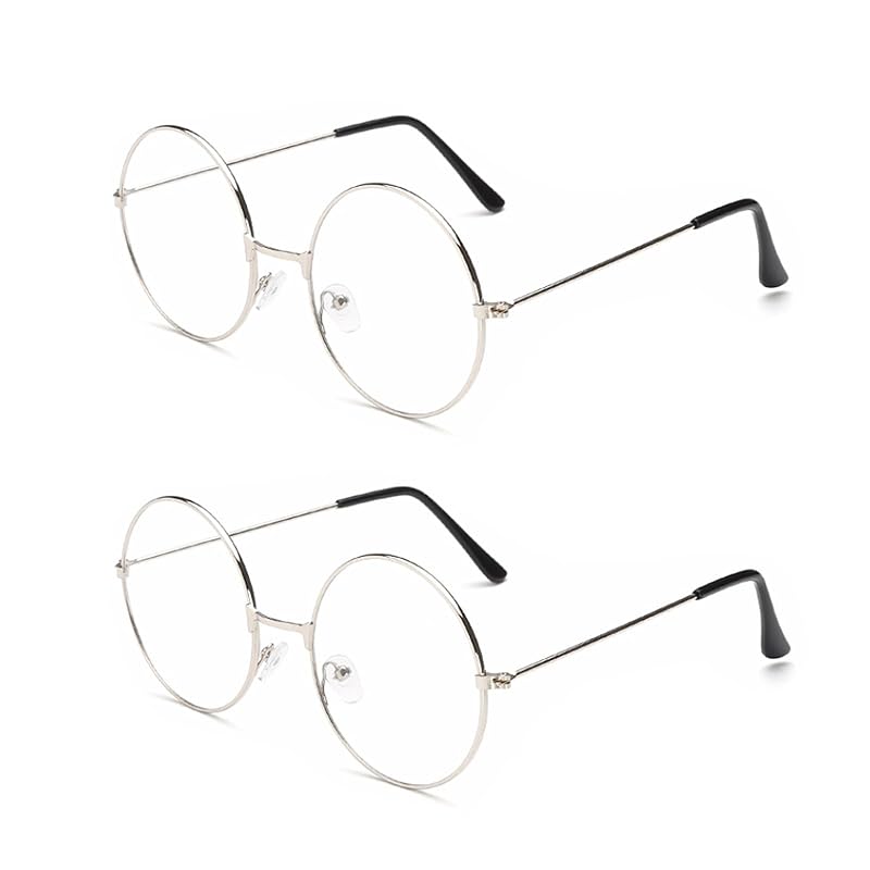 Samcos round glasses set of 2 Fashionable lightweight transparent lens ladies glasses party glasses cosplay accessories (Silver)
Samcos round glasses set of 2 Fashionable lightweight transparent lens ladies glasses party glasses cosplay accessories (Silver)