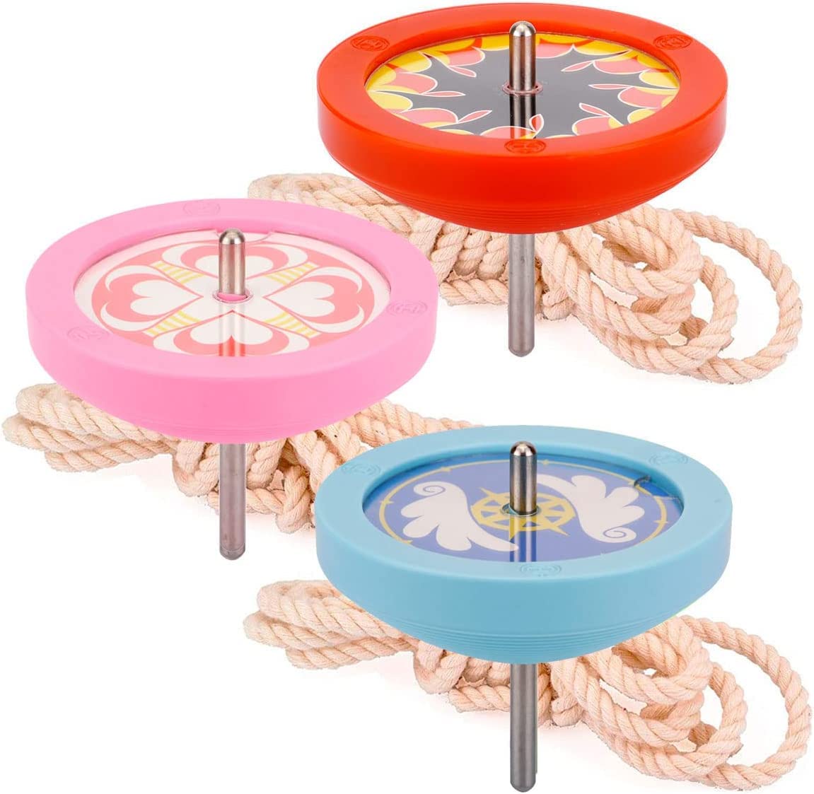 Сертифицированный Spin Gear Набор волчков Swallow с узором C Пастельный Пастельный (Набор 3, - Синий, Розовый, Красный)