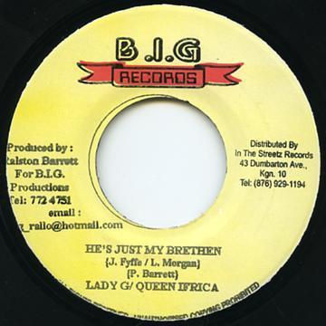 7inch Record LADY G & QUEEN IFRICA - He s Just My Brethen NONE B.I.G. Records Jamaica Reggae, Ska & Dub Used
7inch Record LADY G & QUEEN IFRICA - He s Just My Brethen NONE B.I.G. Records Jamaica Reggae, Ska & Dub Used