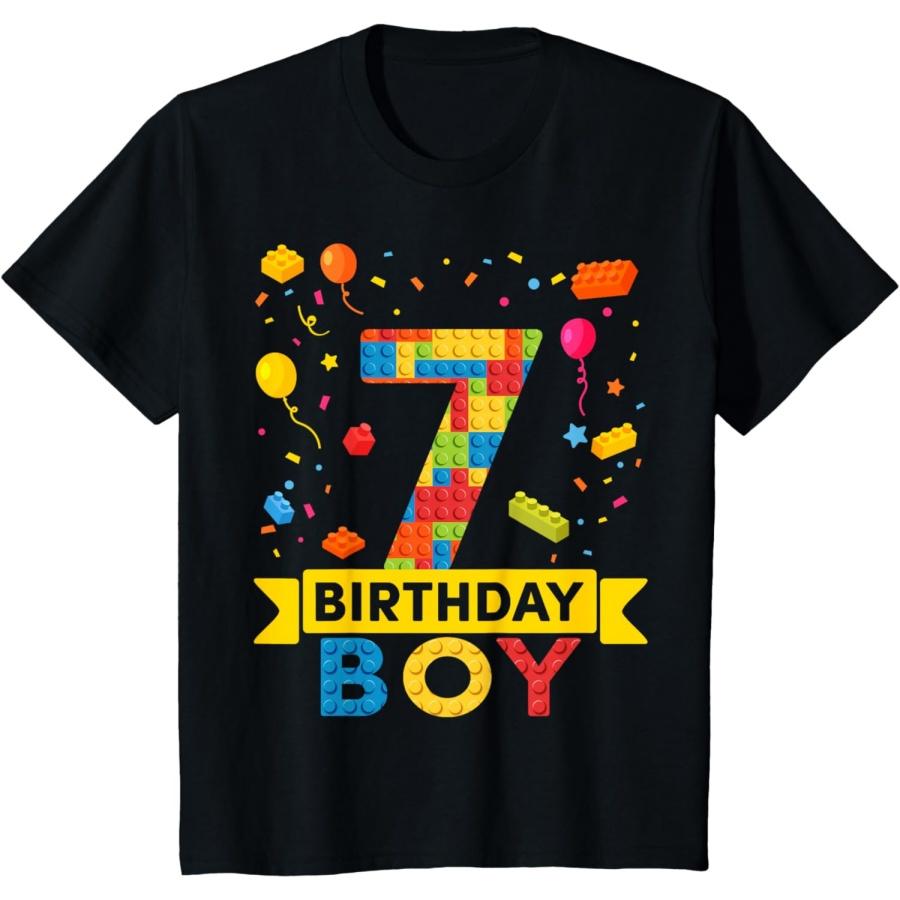 Kids 7 Year Old Building Blocks 7th Birthday Boy T-Shirt S
Kids 7 Year Old Building Blocks 7th Birthday Boy T-Shirt S