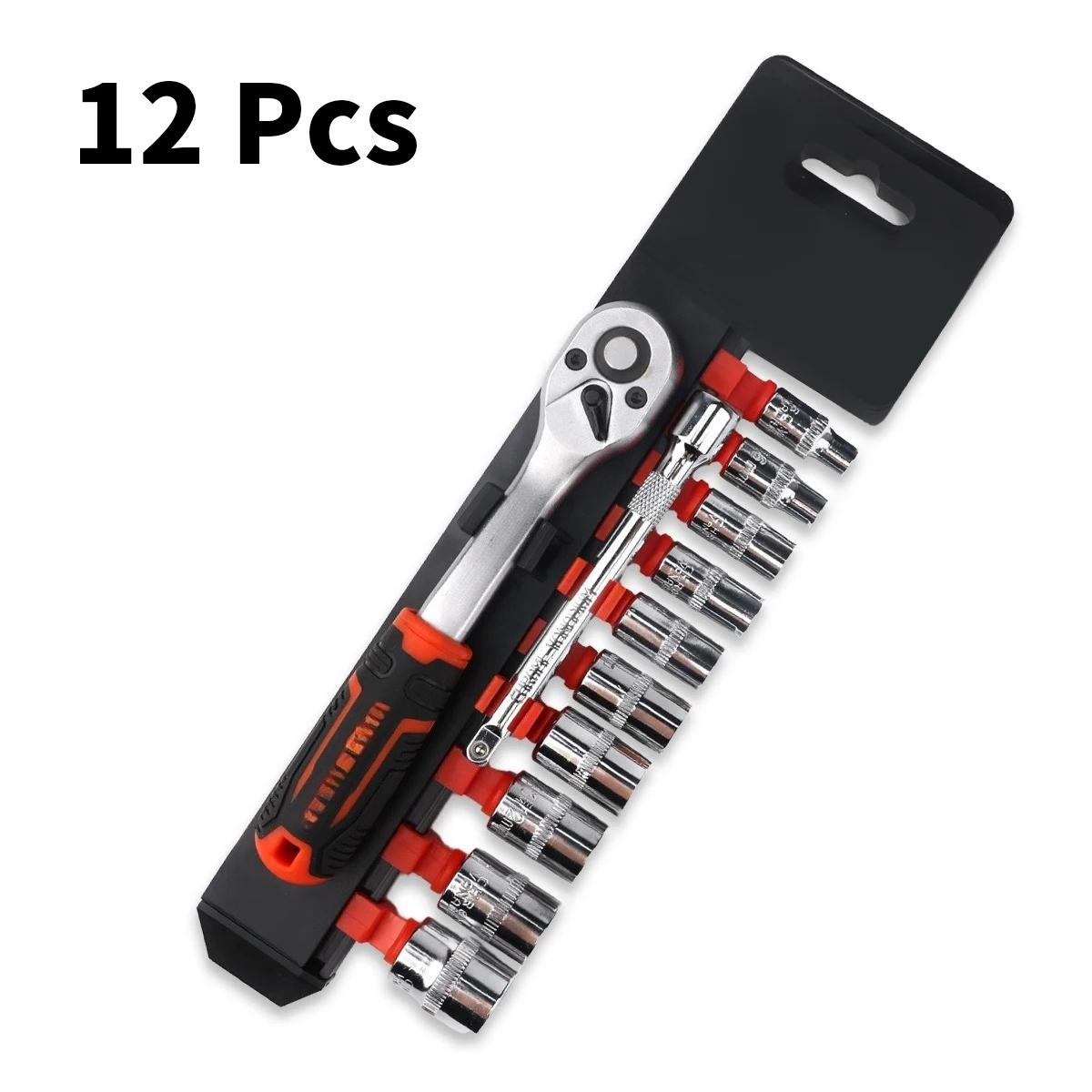 12PCS 1 4 Inch Drive Socket Wrench Set 72 Tooth Quick Release Ratchet Handle 10 Sockets Extension Bar 2 Way Reversible Tool Kit
12PCS 1 4 Inch Drive Socket Wrench Set 72 Tooth Quick Release Ratchet Handle 10 Sockets Extension Bar 2 Way Reversible Tool Kit