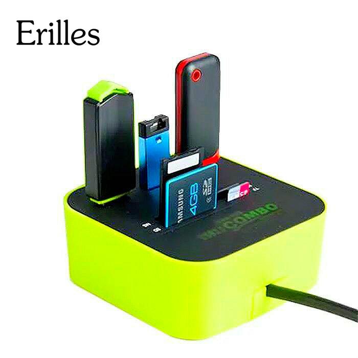 Erilles USB HUB Combo All In One USB 2.0 Micro SD высокоскоростной кард-ридер 3 порта адаптер разъем для планшета ПК компьютера ноутбука зелёный
Erilles USB HUB Combo All In One USB 2.0 Micro SD высокоскоростной кард-ридер 3 порта адаптер разъем для планшета ПК компьютера ноутбука зелёный