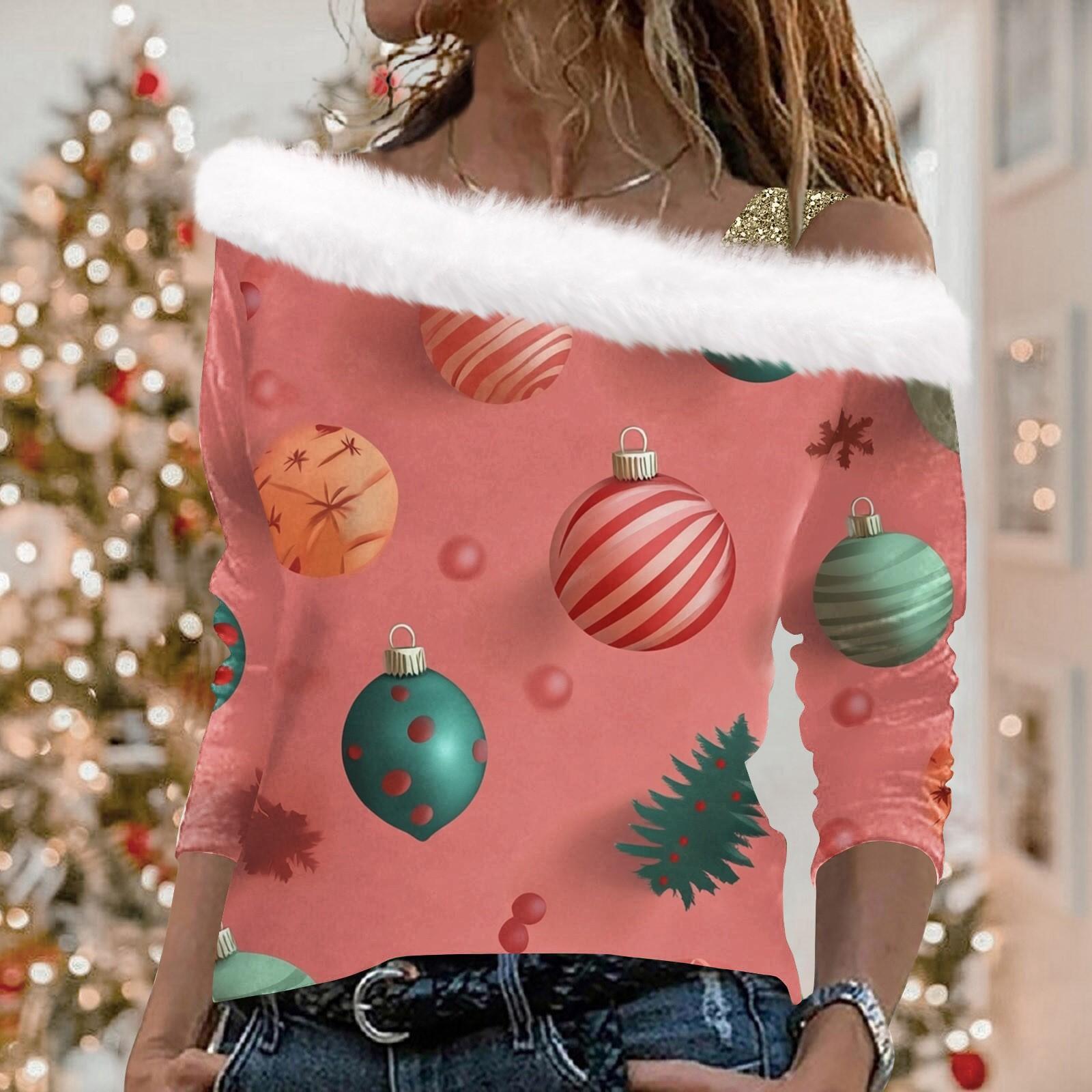Женский рождественский принт с длинными рукавами из твила, пуловер с воротником, топ с длинными рукавами XXL
Женский рождественский принт с длинными рукавами из твила, пуловер с воротником, топ с длинными рукавами XXL