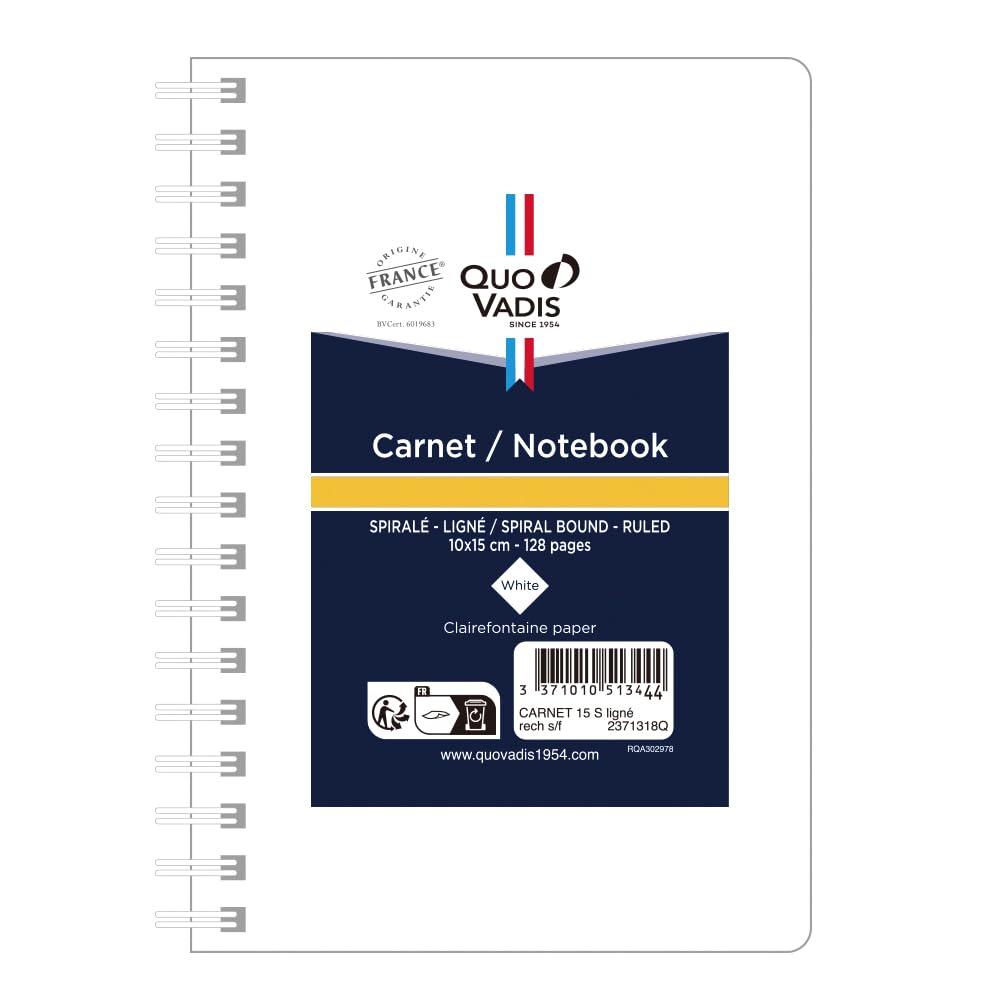 Quo Vadis Spiral Notebook, 10 x 15cm, 128 Pages, Horizontally Ruled, QUOVADIS qv2371318
Quo Vadis Spiral Notebook, 10 x 15cm, 128 Pages, Horizontally Ruled, QUOVADIS qv2371318