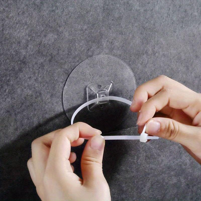 Настенные самоклеящиеся крючки-ремни для мебели без сверления, невидимые самоклеящиеся кабельные стяжки и крючки, 6 фиксирующих наклеек + 6 ремней 1 pack прозрачный