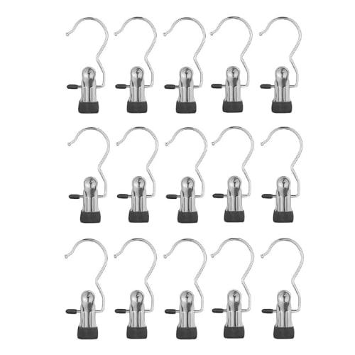 Set of 15 Clothespins with Hooks, Rubber, Non-Slip, Wide Mouth, Mono Clips, Clothes Drying Clothes Hanger Clips, Rust-Resistant, Windproof, Multi-Func
Set of 15 Clothespins with Hooks, Rubber, Non-Slip, Wide Mouth, Mono Clips, Clothes Drying Clothes Hanger Clips, Rust-Resistant, Windproof, Multi-Func