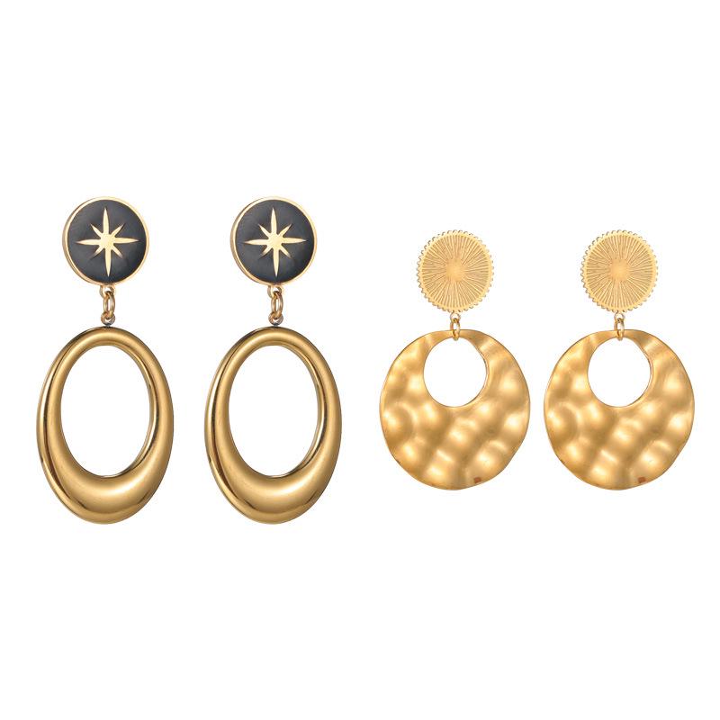Elegant 18K Gold Geometric Hollow Pendant Earrings - European & American Fashion Statement Studs for Women Round
Elegant 18K Gold Geometric Hollow Pendant Earrings - European & American Fashion Statement Studs for Women Round