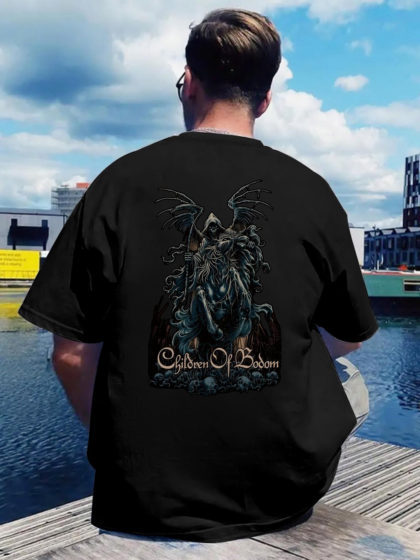 Vintage Rock Band Graphic T-shirt - Bodom S Legacy Design with Fiery Wings & Skulls M
Vintage Rock Band Graphic T-shirt - Bodom S Legacy Design with Fiery Wings & Skulls M