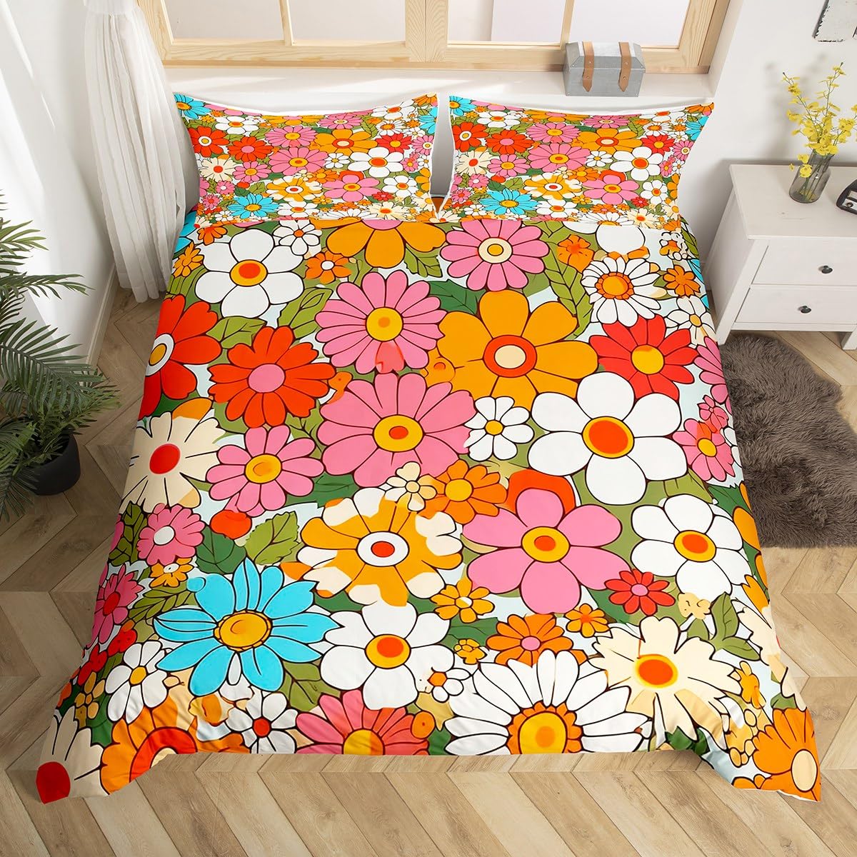 Vintage Groovy Flower Duvet Cover Cute Rainbow Butterfly Bedding Set Retro Floral Boho Pink Comforter Cover with 2 Pillow Case AU Single(140x210cm)
Vintage Groovy Flower Duvet Cover Cute Rainbow Butterfly Bedding Set Retro Floral Boho Pink Comforter Cover with 2 Pillow Case AU Single(140x210cm)