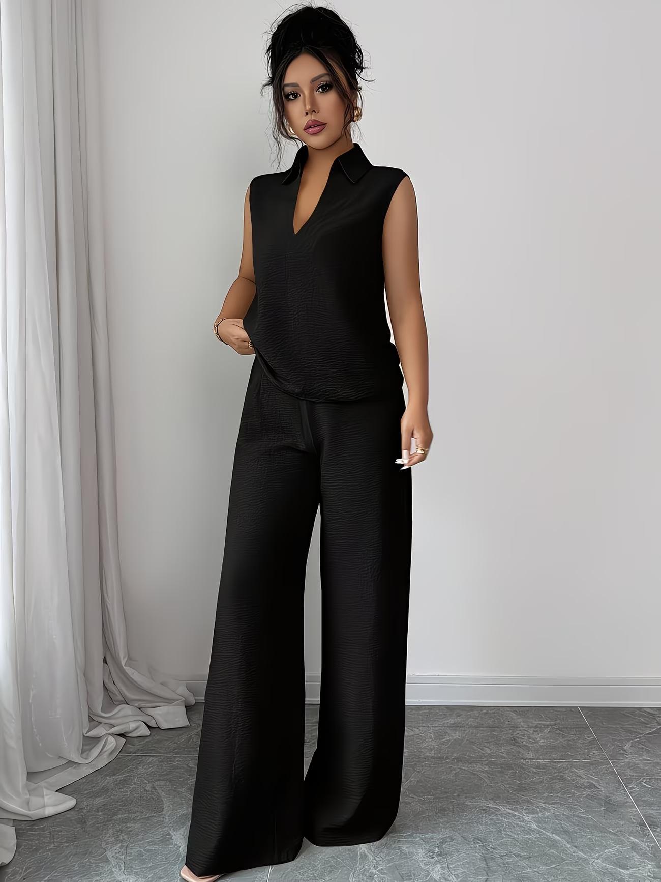 New European & American Style Women s V-Neck Sleeveless Top and Loose Straight-Leg Pants Set Large чорний
New European & American Style Women s V-Neck Sleeveless Top and Loose Straight-Leg Pants Set Large чорний