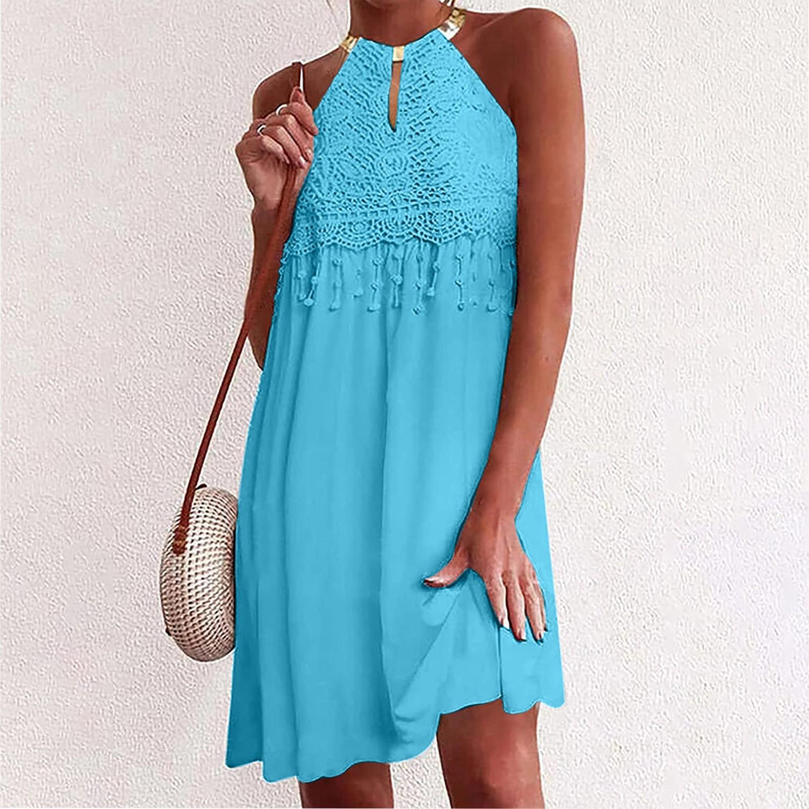 Women s Casual Sleeveless Backless Solid Color Sexy Lace Dress Dresses M світло-синій колір
Women s Casual Sleeveless Backless Solid Color Sexy Lace Dress Dresses M світло-синій колір