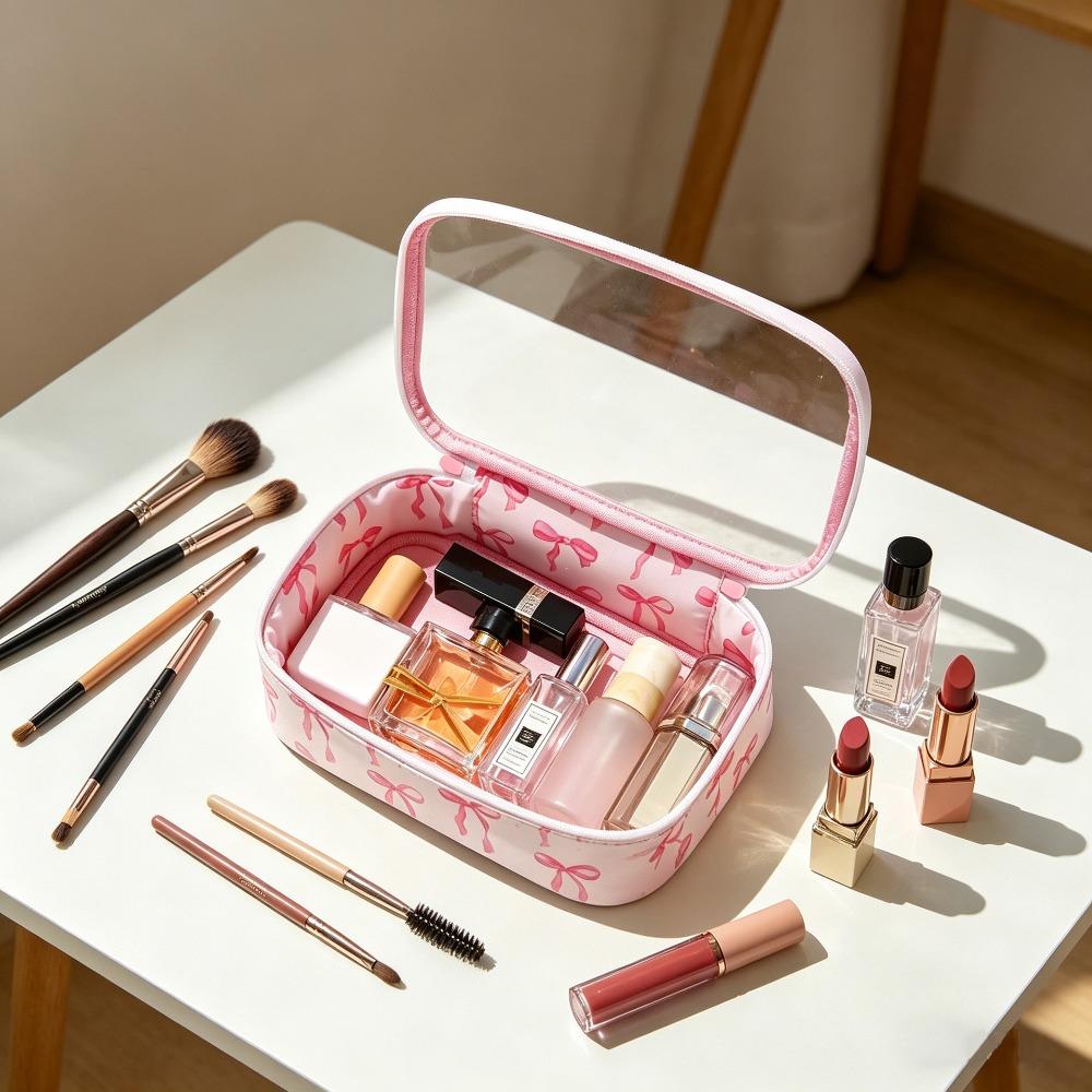Multi-Purpose PVC Makeup Bag Bow Print with Zipper Toiletry Bag Large Capacity Clear Makeup Pouch Home Travel
Multi-Purpose PVC Makeup Bag Bow Print with Zipper Toiletry Bag Large Capacity Clear Makeup Pouch Home Travel