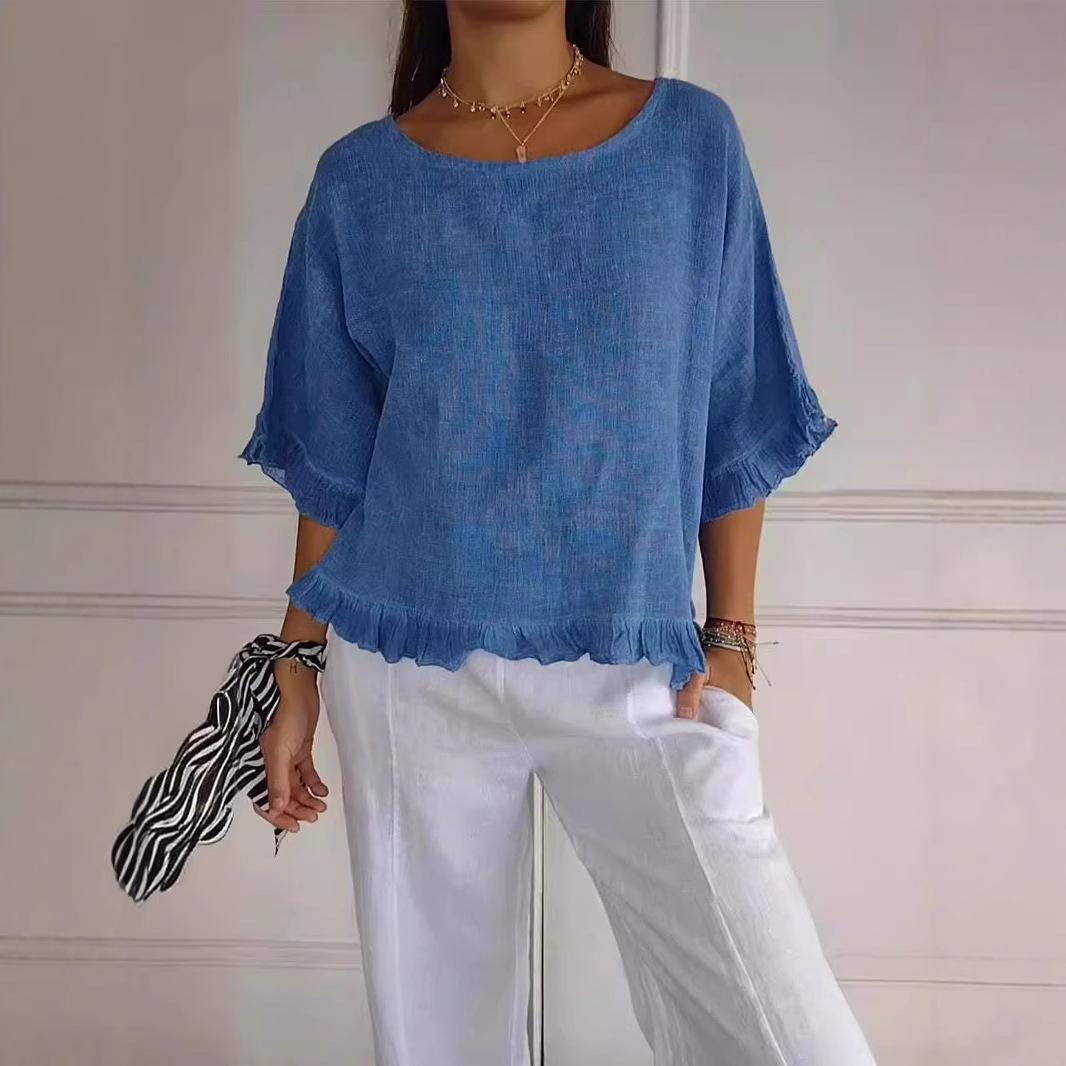 Summer Women s Loose Fit Cotton Linen Short Sleeve Shirt - Solid Color, Round Neck Extra Large кавун червоний колір
Summer Women s Loose Fit Cotton Linen Short Sleeve Shirt - Solid Color, Round Neck Extra Large кавун червоний колір