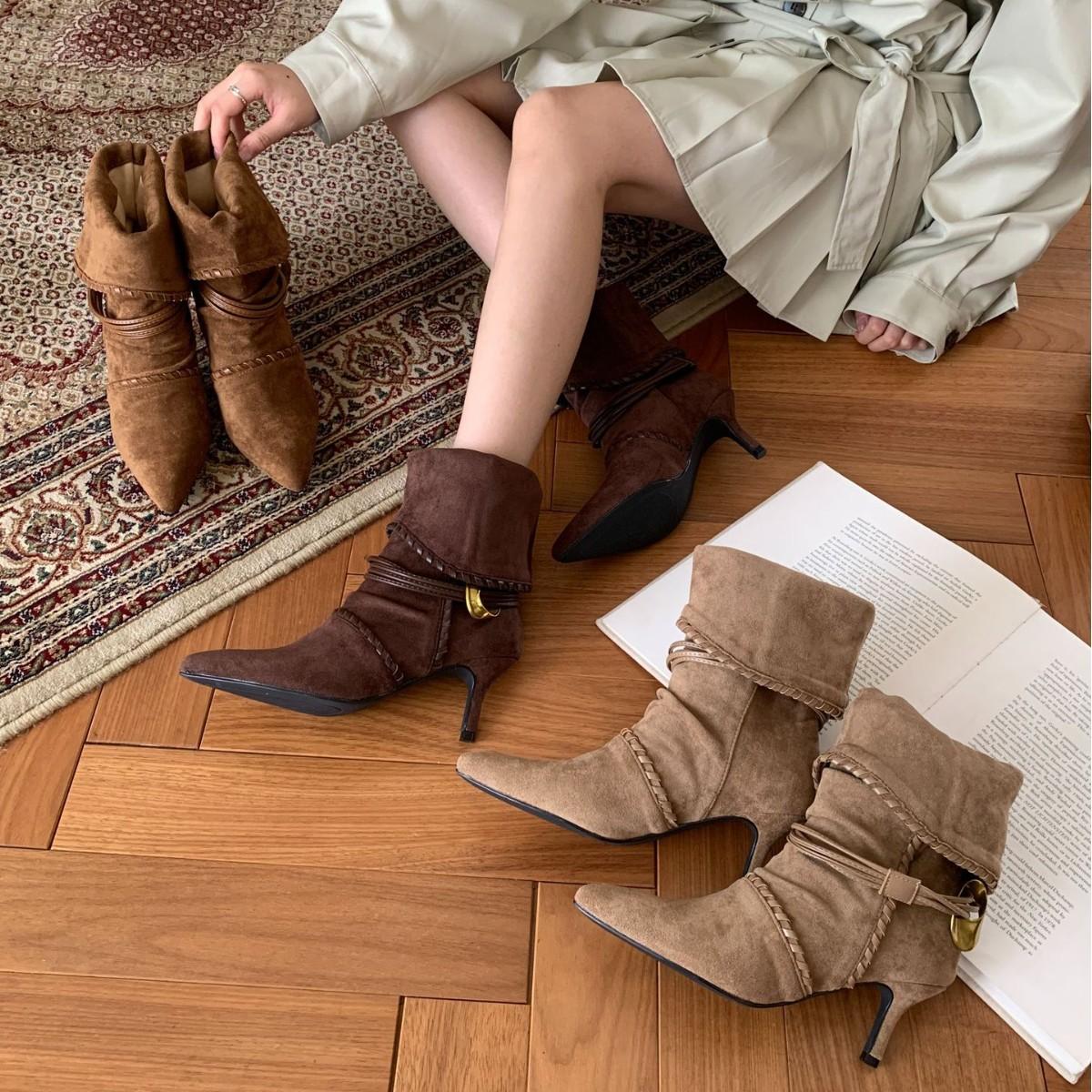 Small fashion~ Retro pointed mid-boots women s boots 25 years autumn and winter suede stiletto short boots~ 39 темно-коричневого кольору
Small fashion~ Retro pointed mid-boots women s boots 25 years autumn and winter suede stiletto short boots~ 39 темно-коричневого кольору